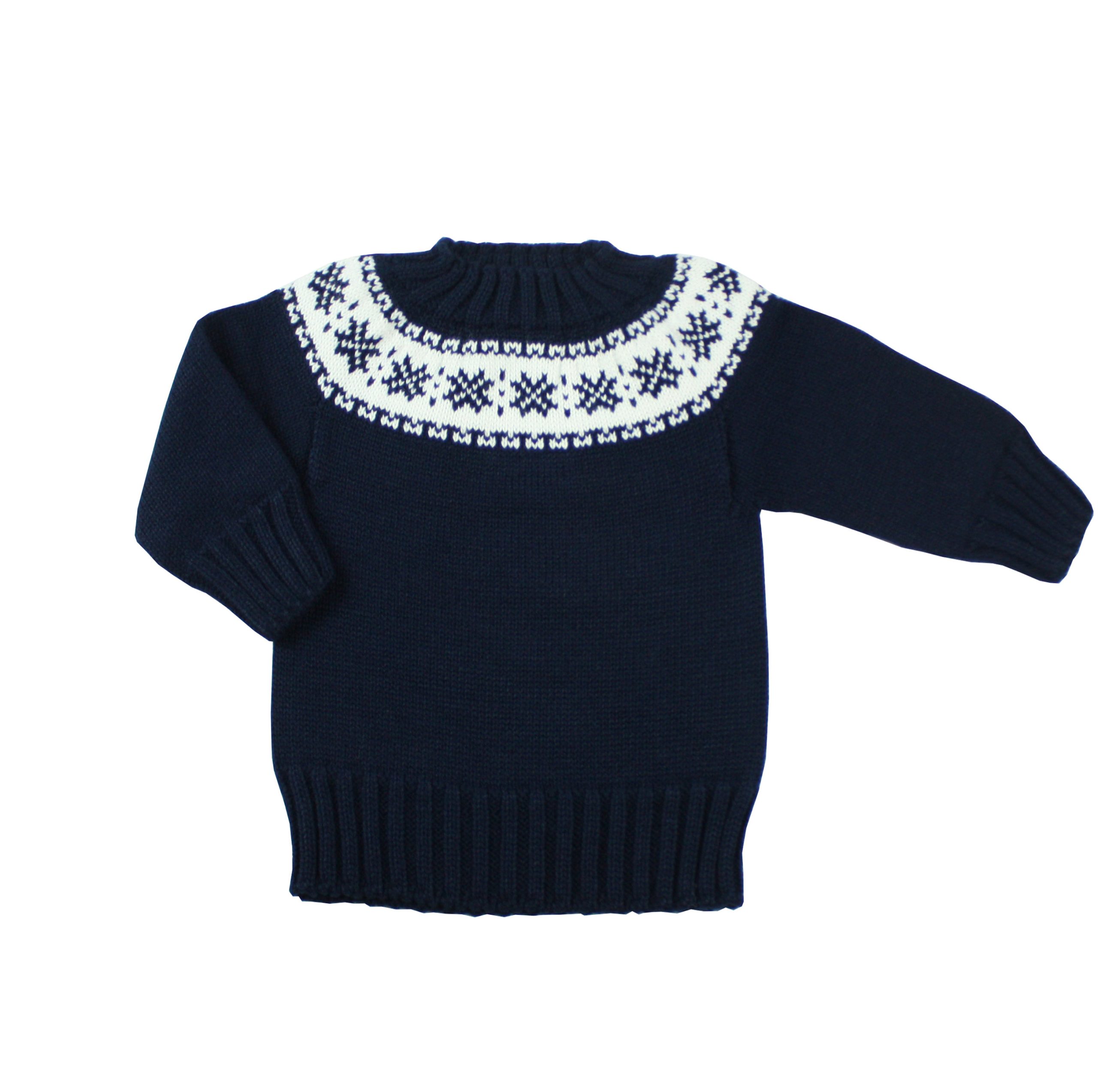 Jersey de punto azul marino con greca blanca