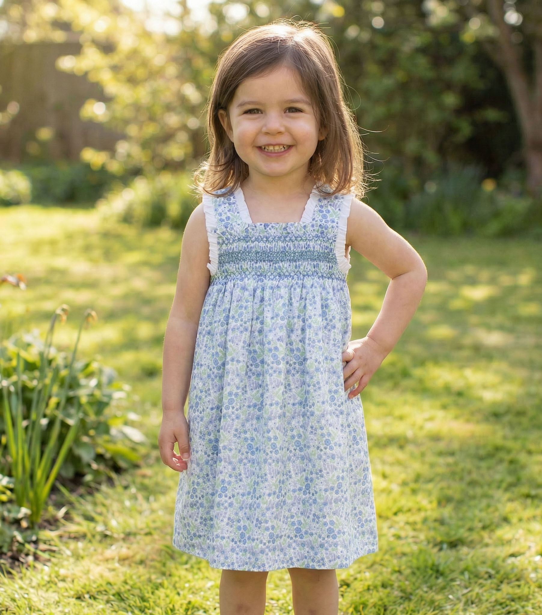 Vestido Cádiz estampado Dana floral azul y verde