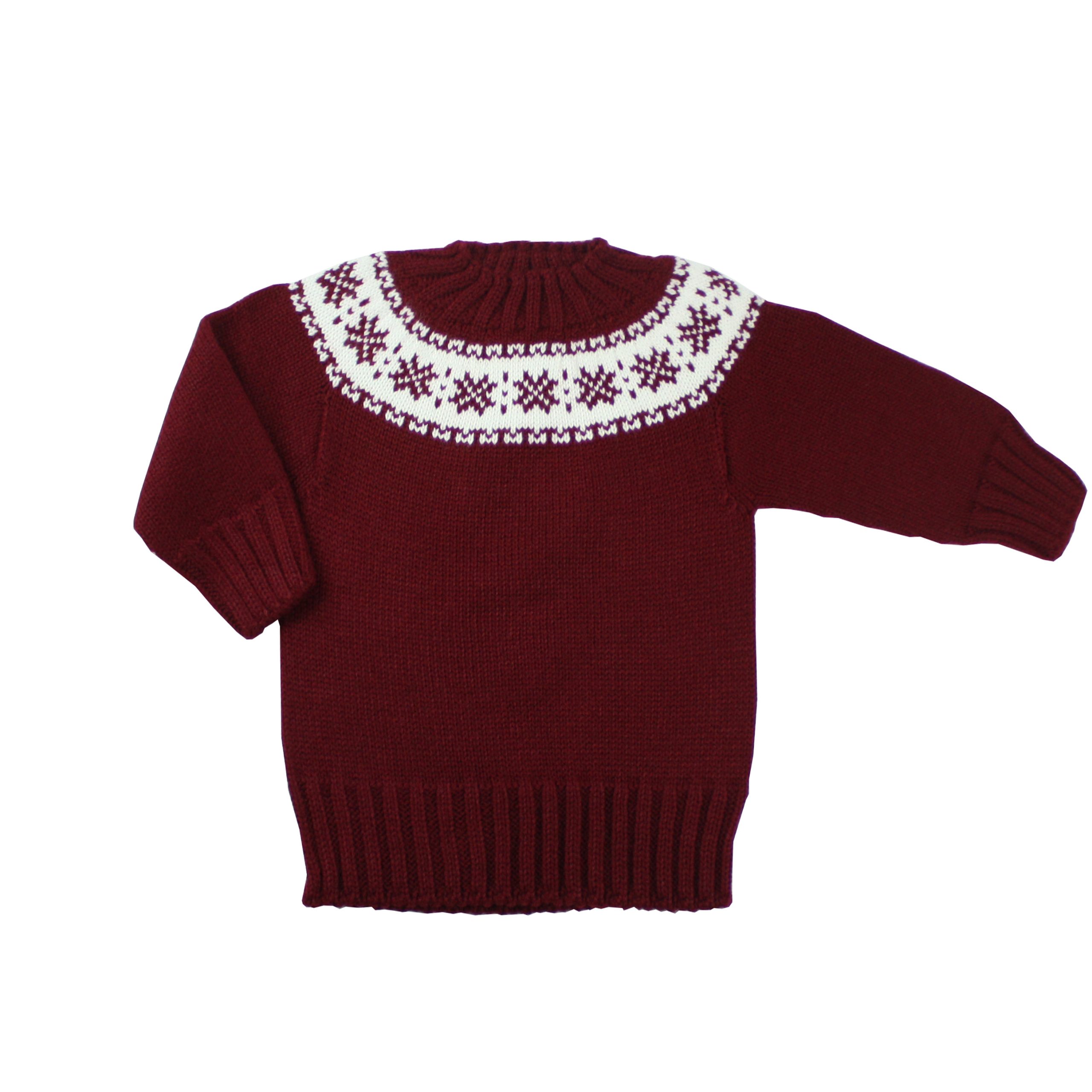 jersey de punto burdeos con greca blanca