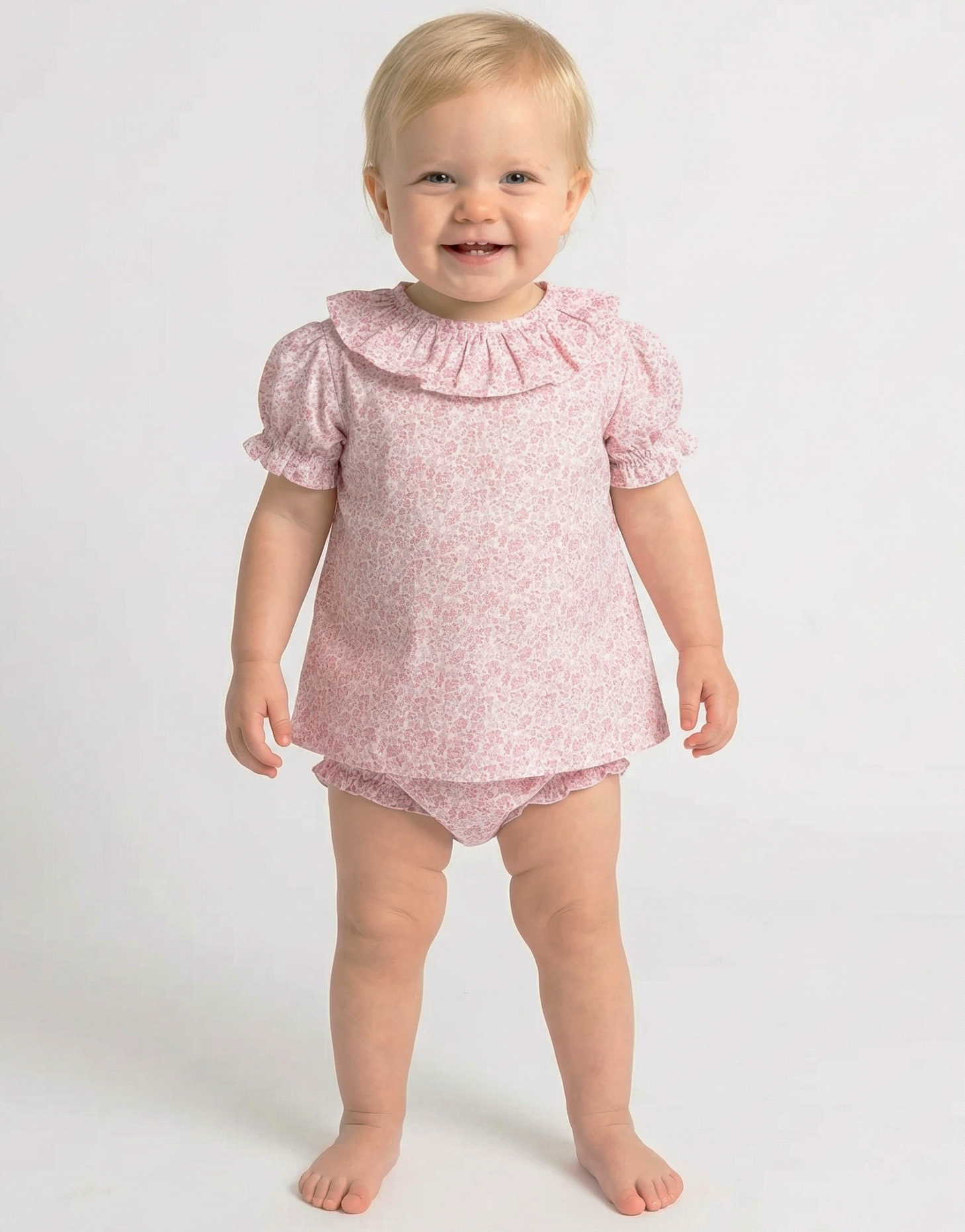 Conjunto de bebé blusa y cubre pañal trébol rosa