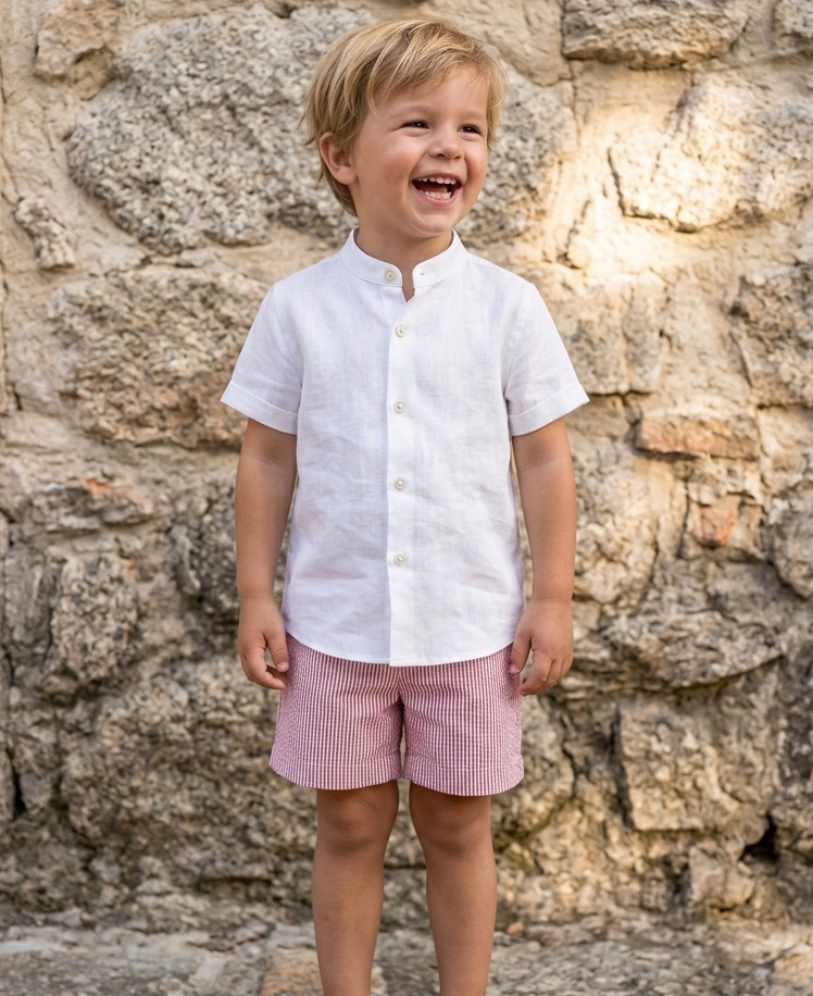Bermuda niño rayas rojas