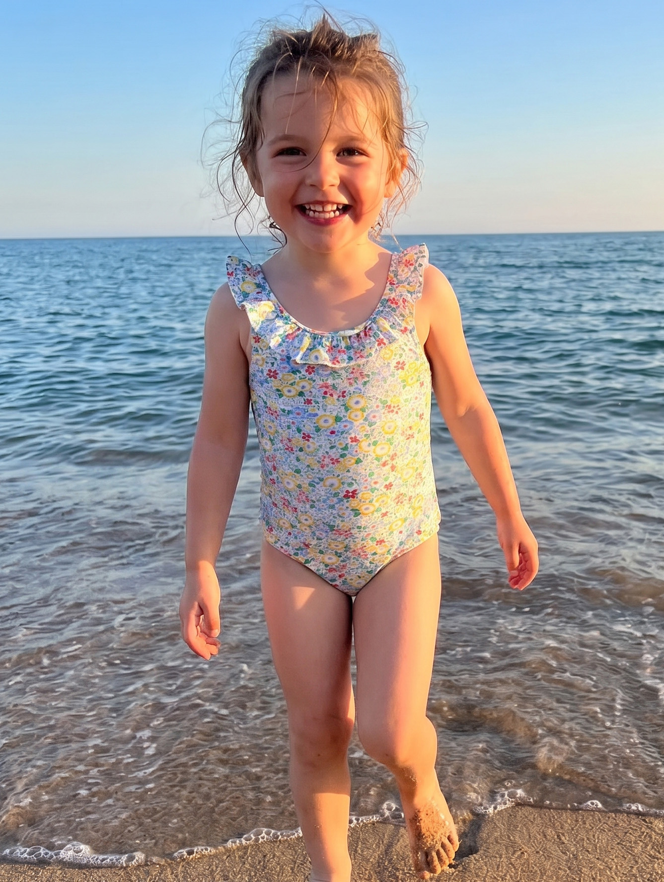 Bañador niña flores amarillas