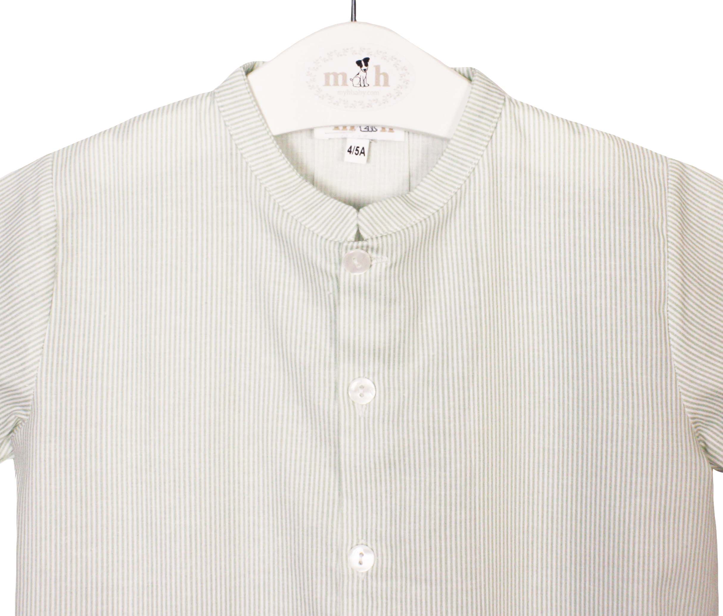 Camisa cuello mao manga corta milrayas verde
