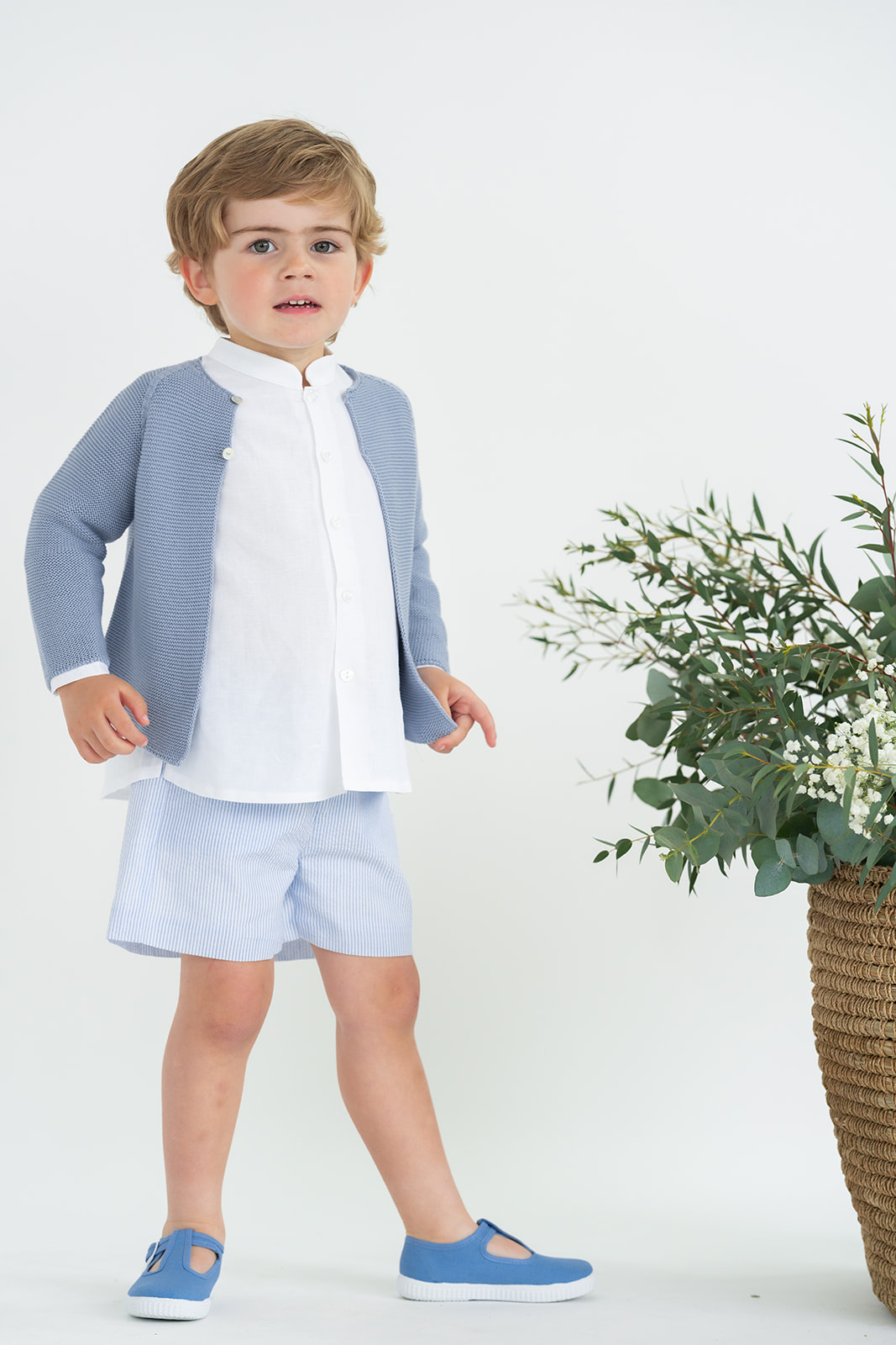 Bermuda niño rayas azules