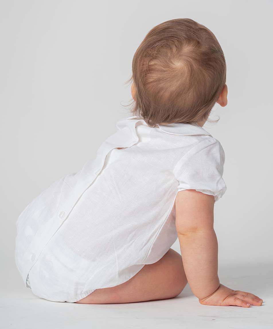 Body blusa cuello bobo manga corta lino blanco