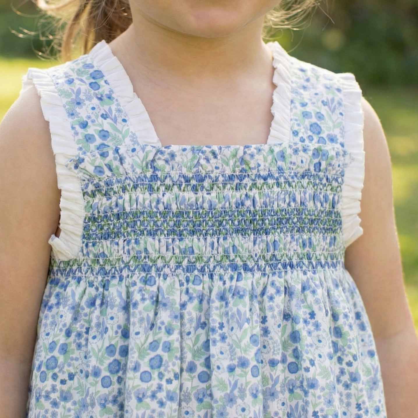 Vestido Cádiz estampado Dana floral azul y verde
