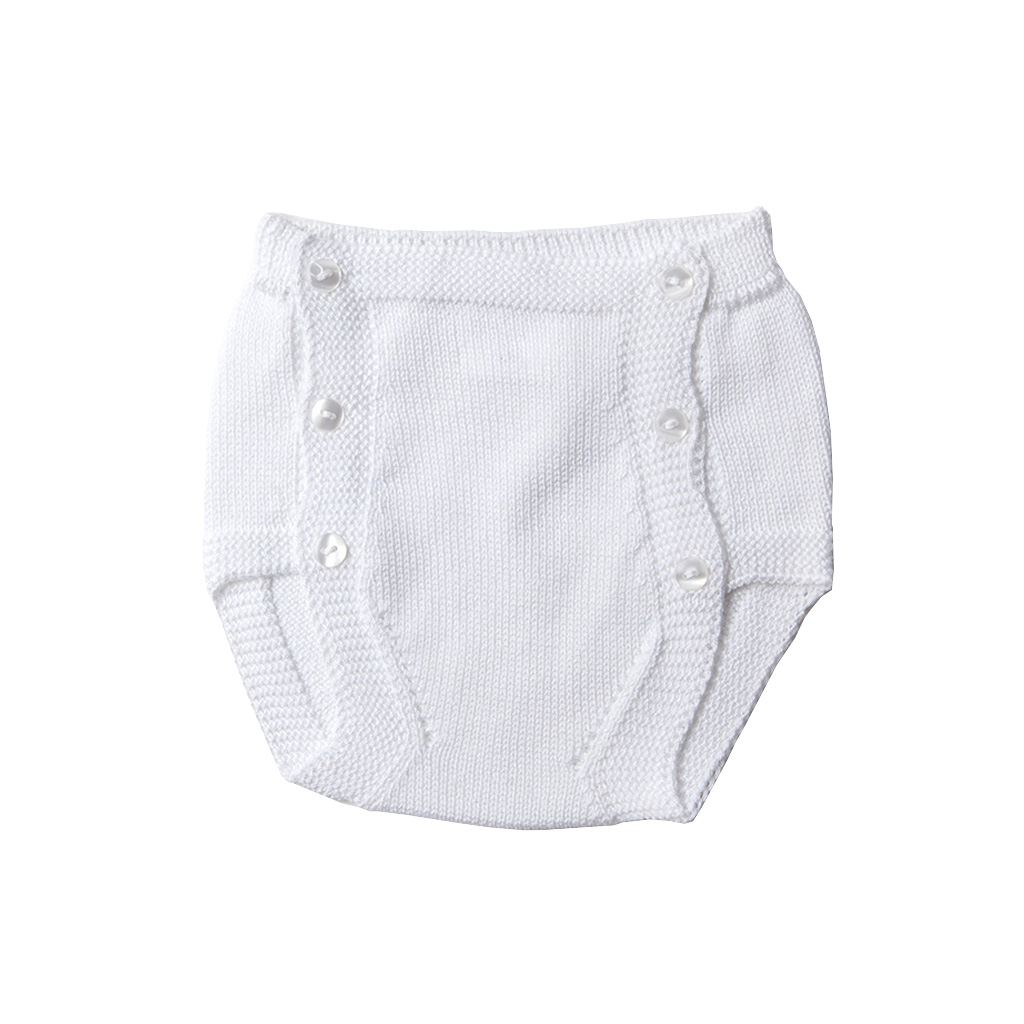 Cubre pañal bebé blanco botones en punto liso