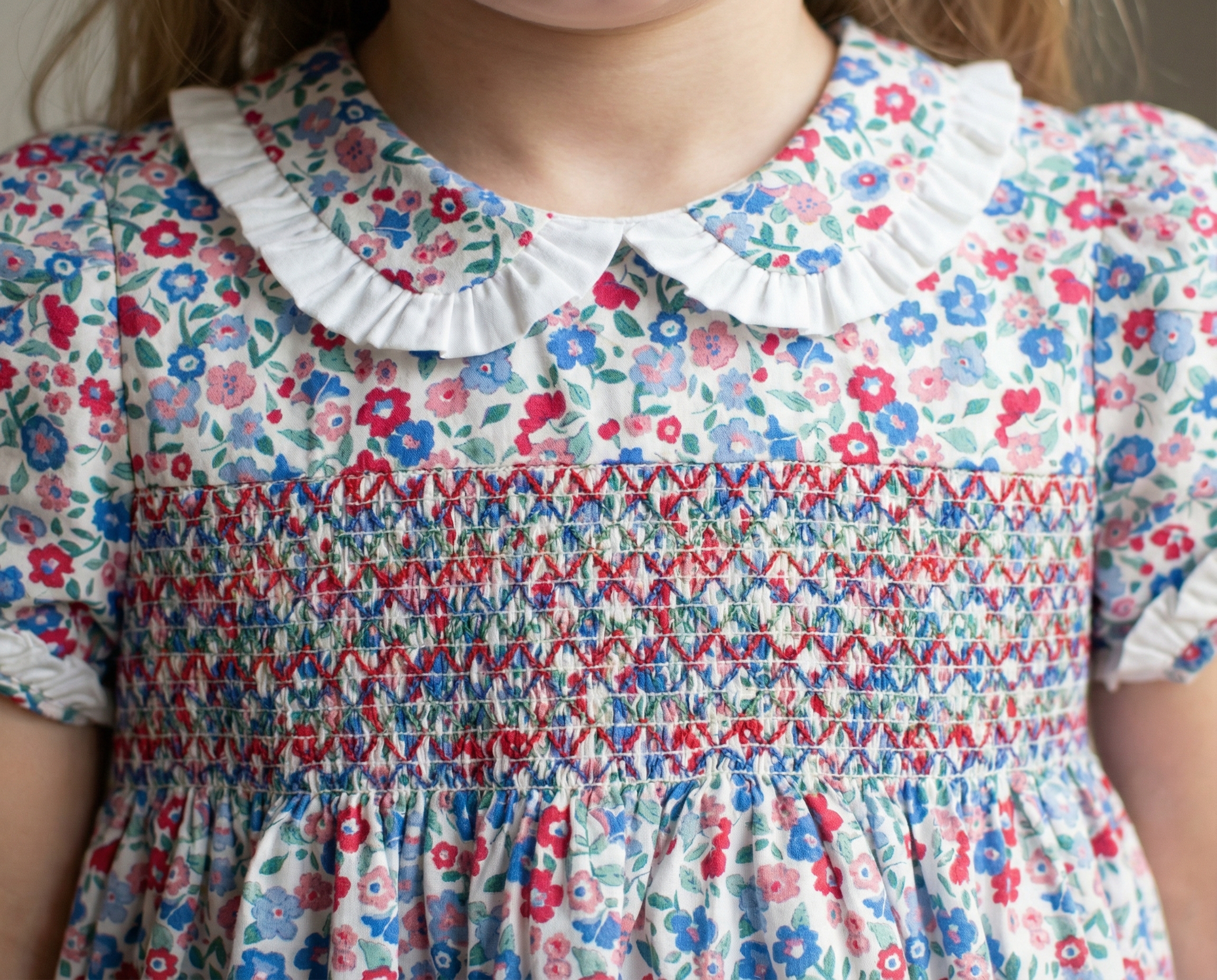 Vestido Valentina estampado Liceo fucsia y azul