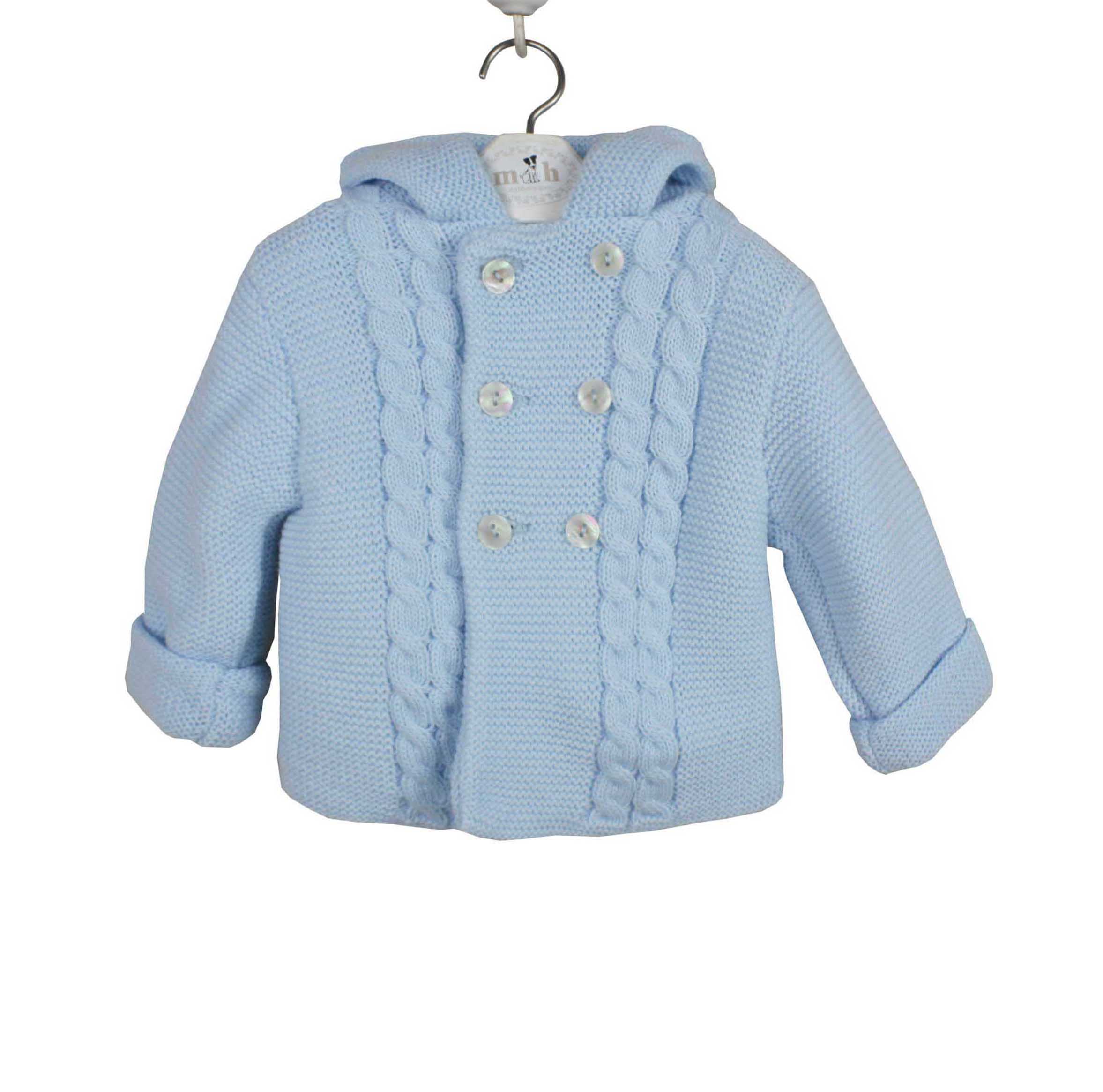 Chaquetón de punto con ochos celeste