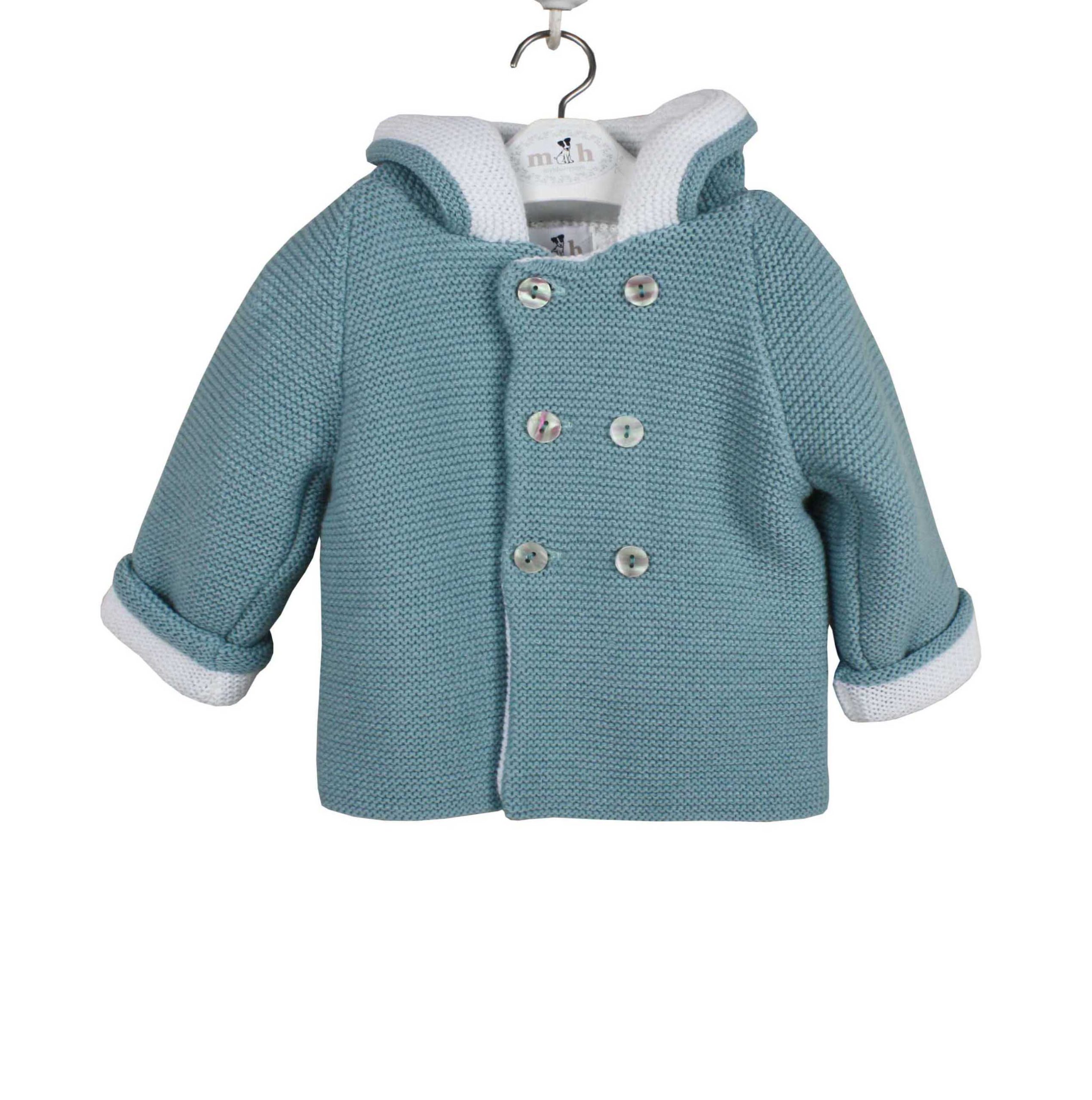 Chaquetón de punto verde con capucha