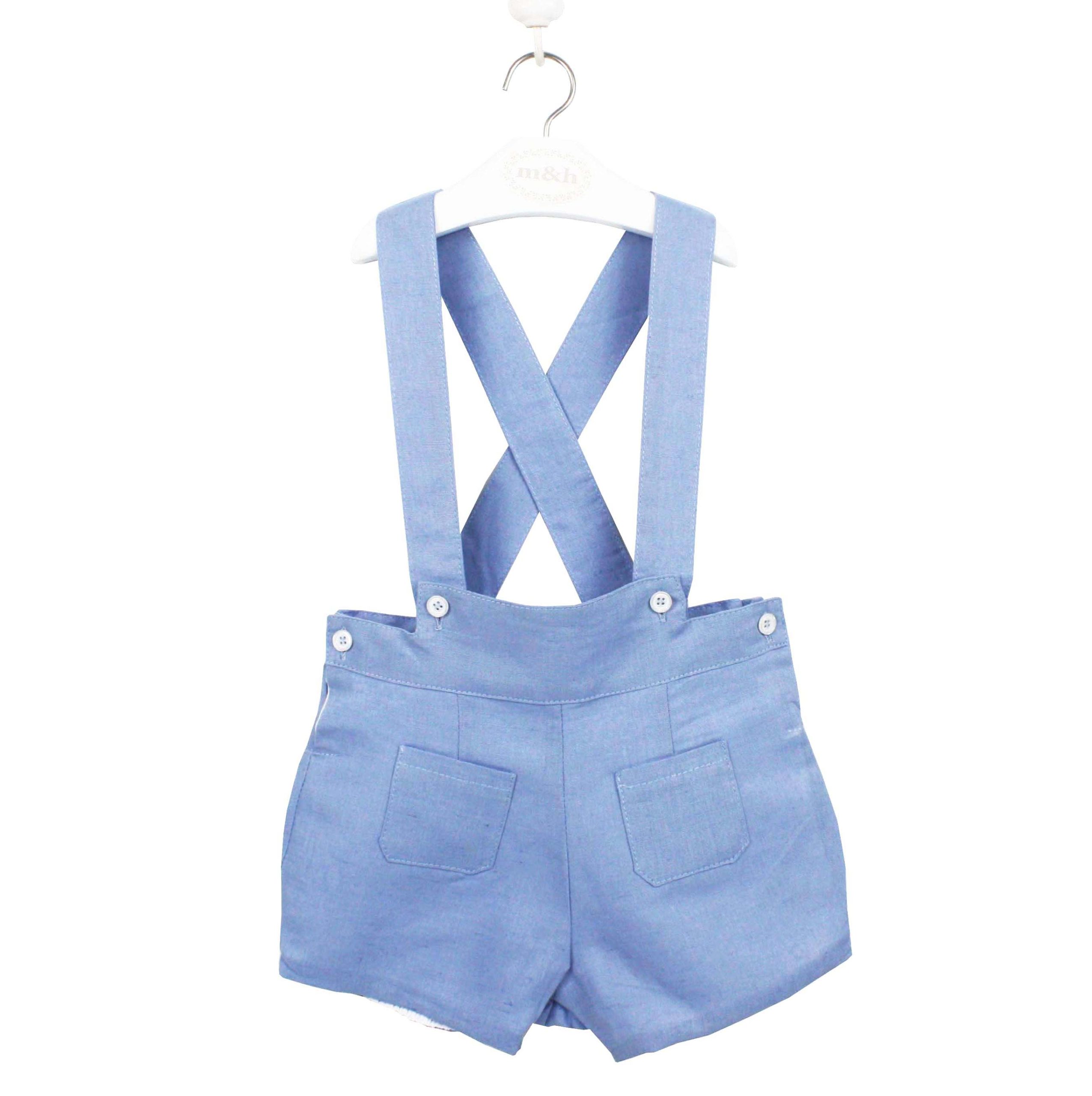 Bermuda tirantes lino azul