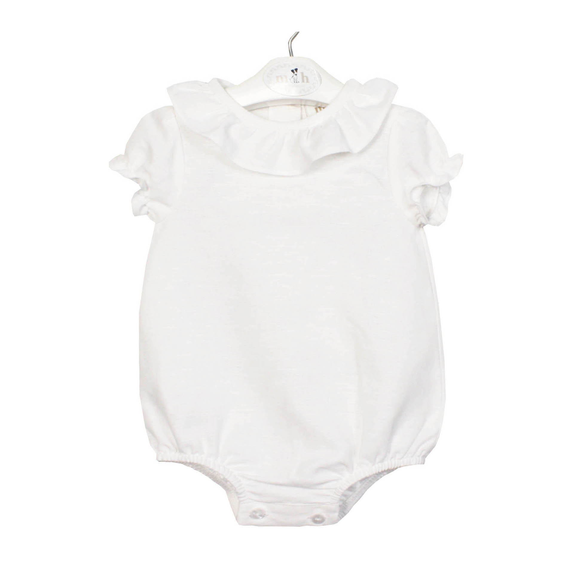 Body blusa volante manga corta lino blanco