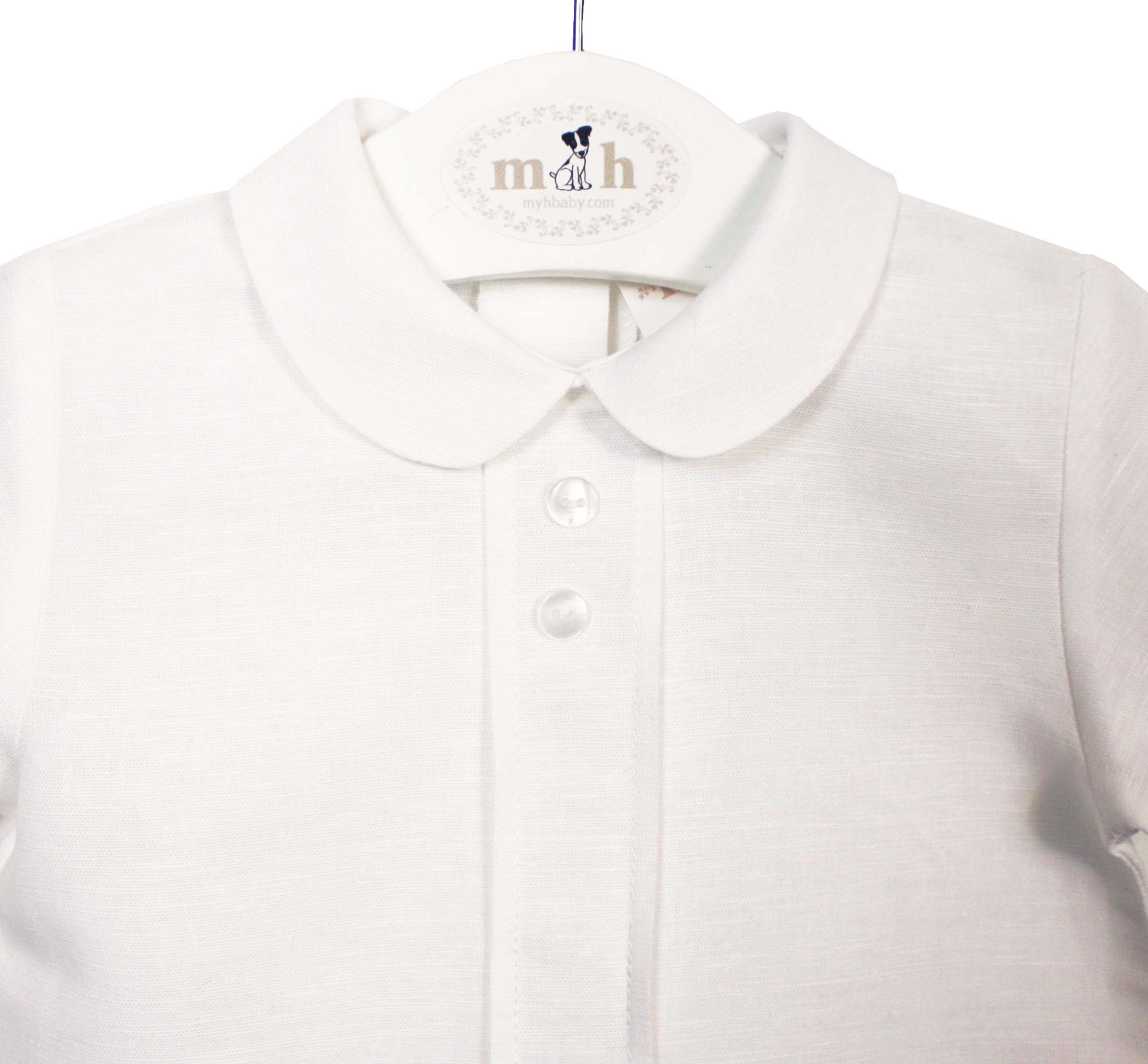 Blusa dos botones cuello bobo lino blanco