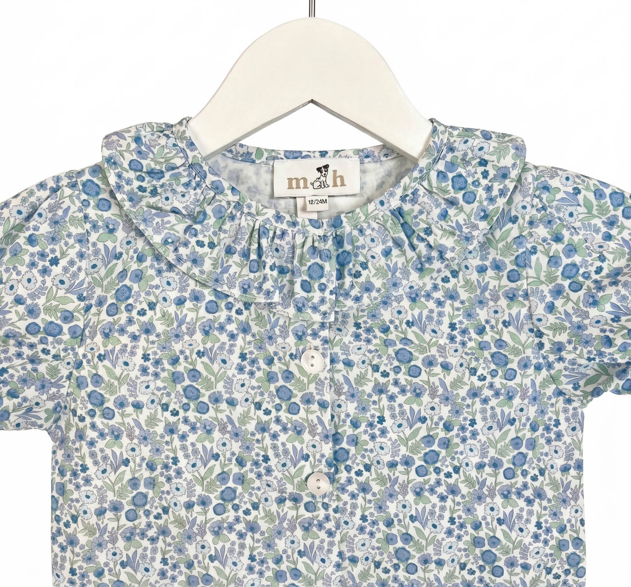 Blusa niña estampado Dana floral azul y verde