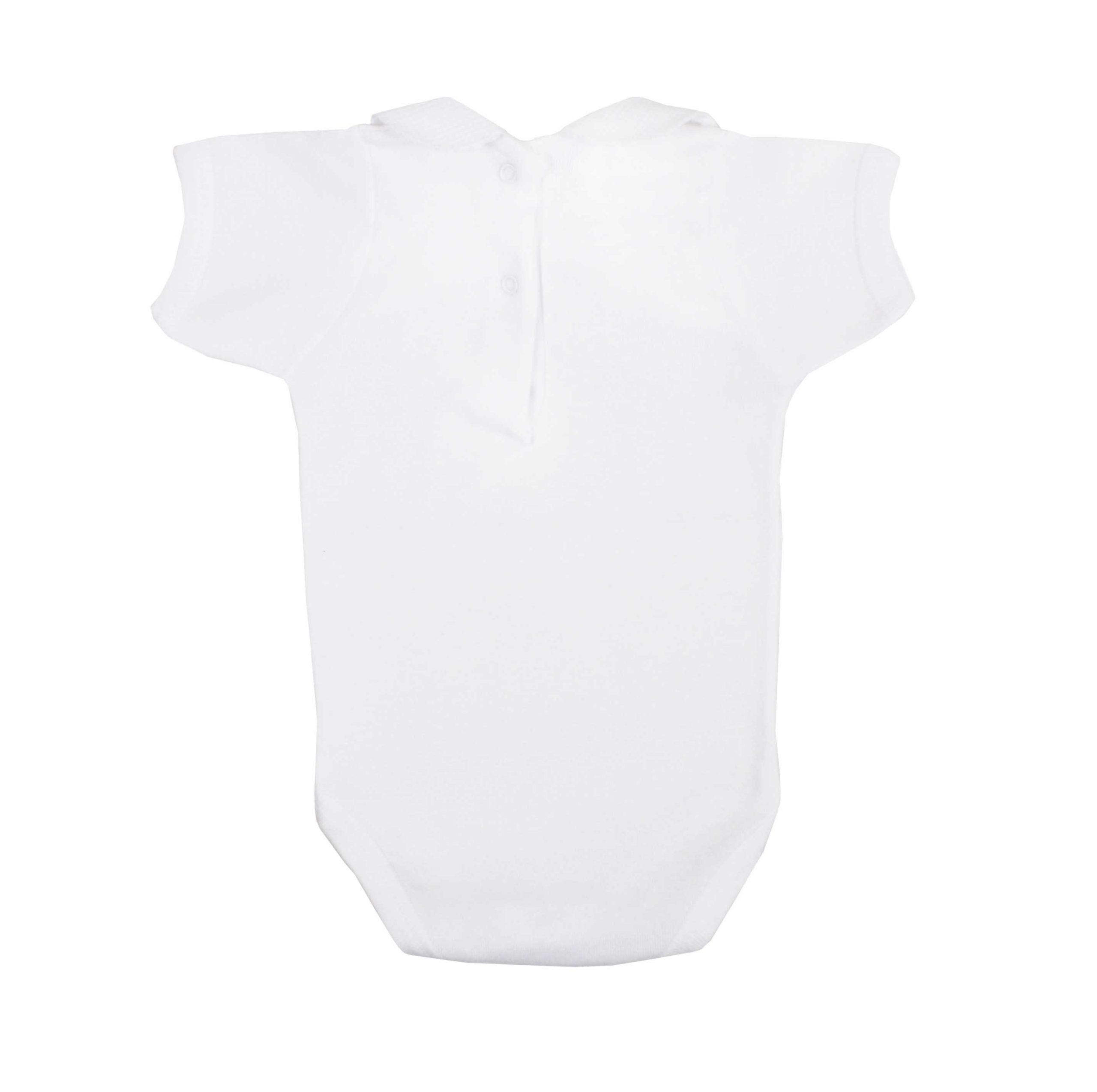 Body manga corta cuello bebé piqué ribeteado en blanco