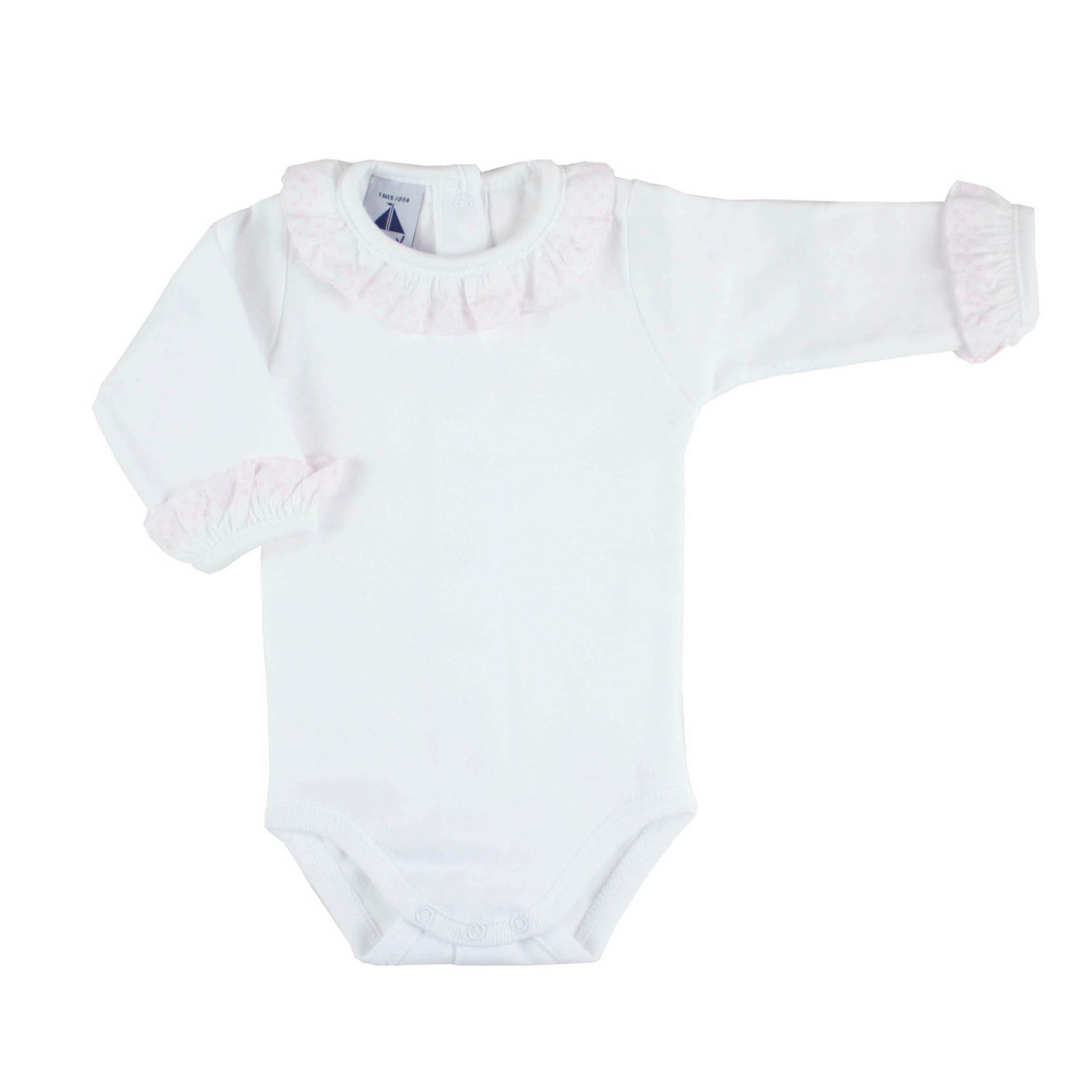 Body manga larga cuello batista en rosa