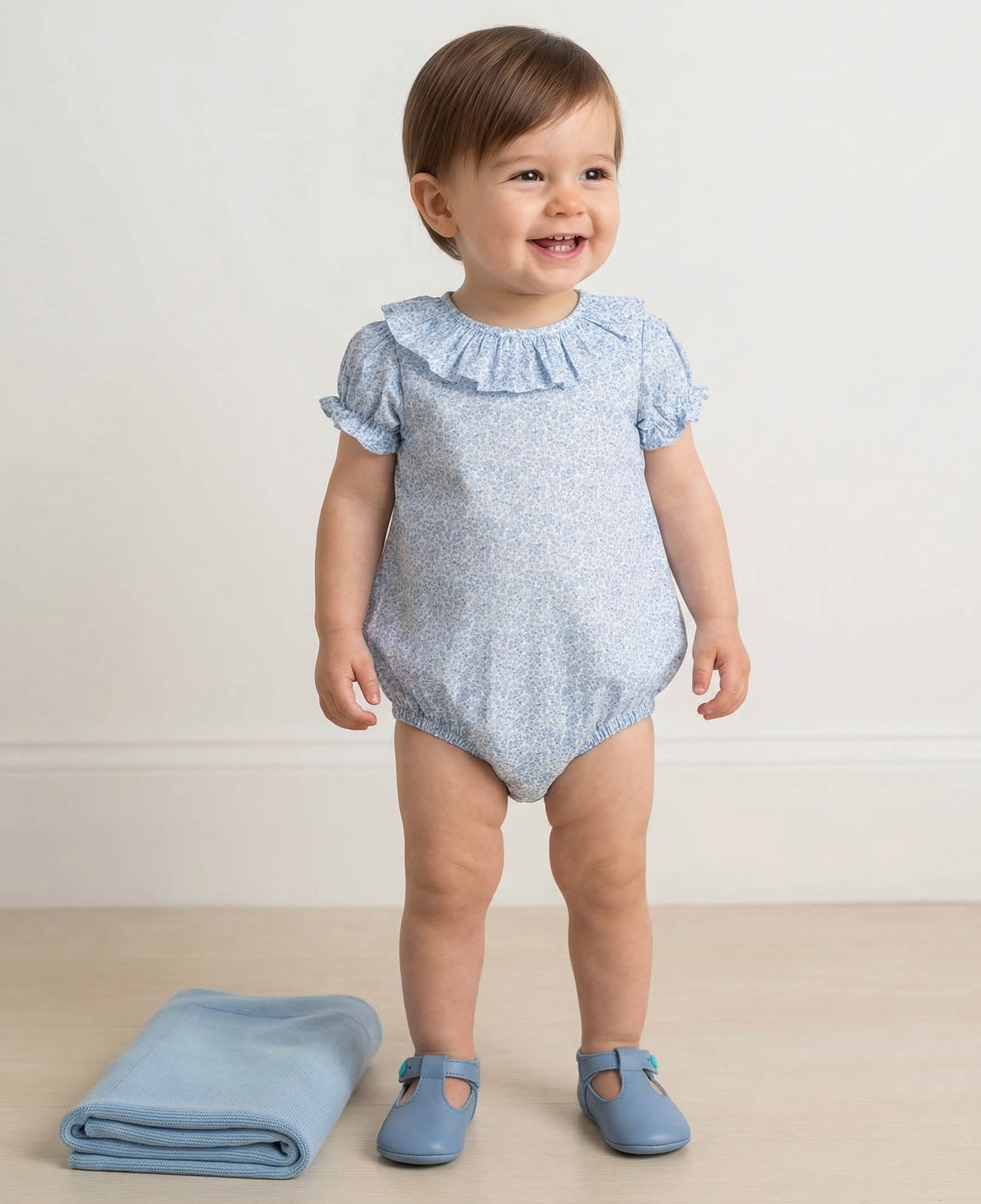 Body blusa volante trébol azul