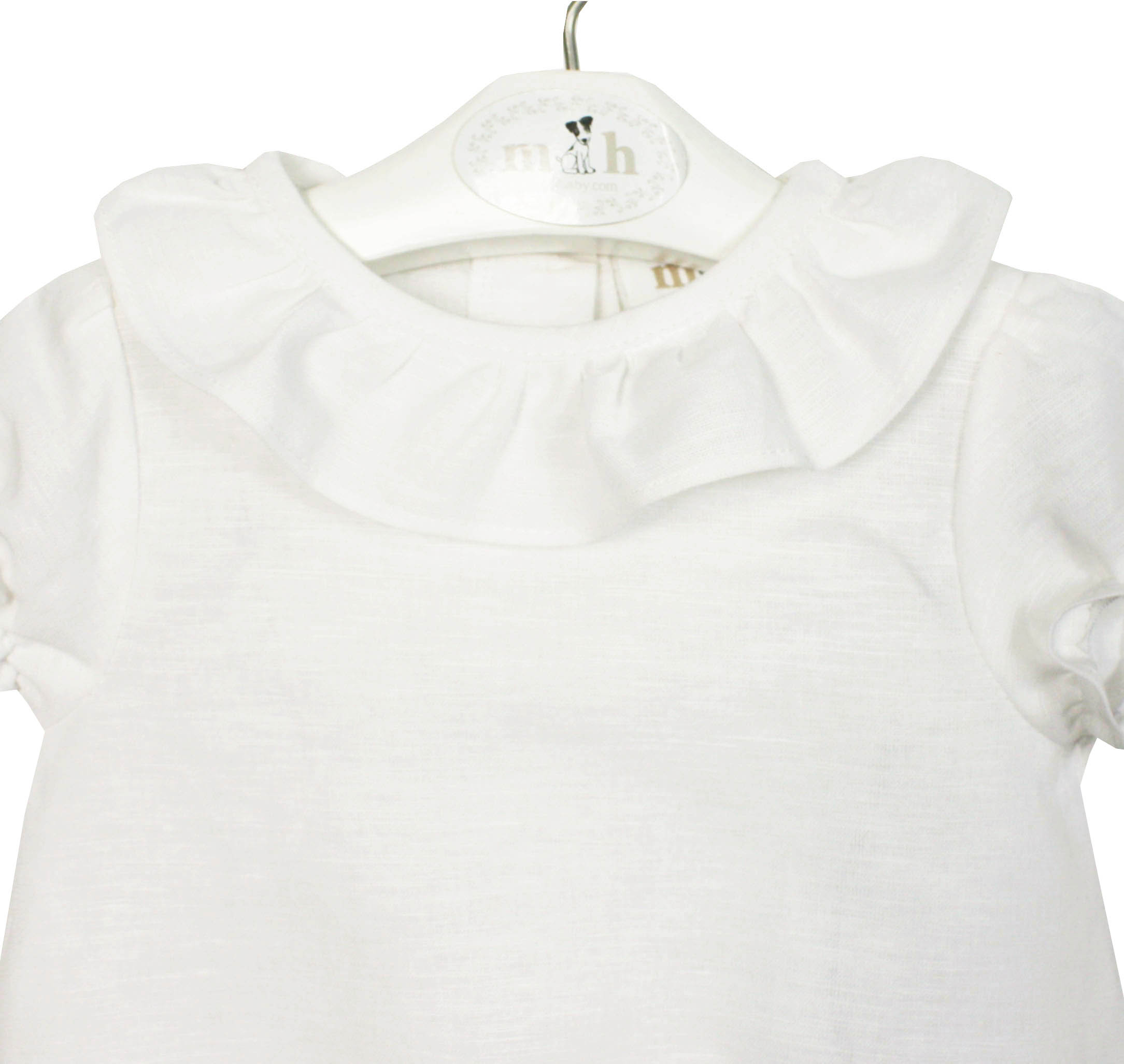 Body blusa volante manga corta lino blanco