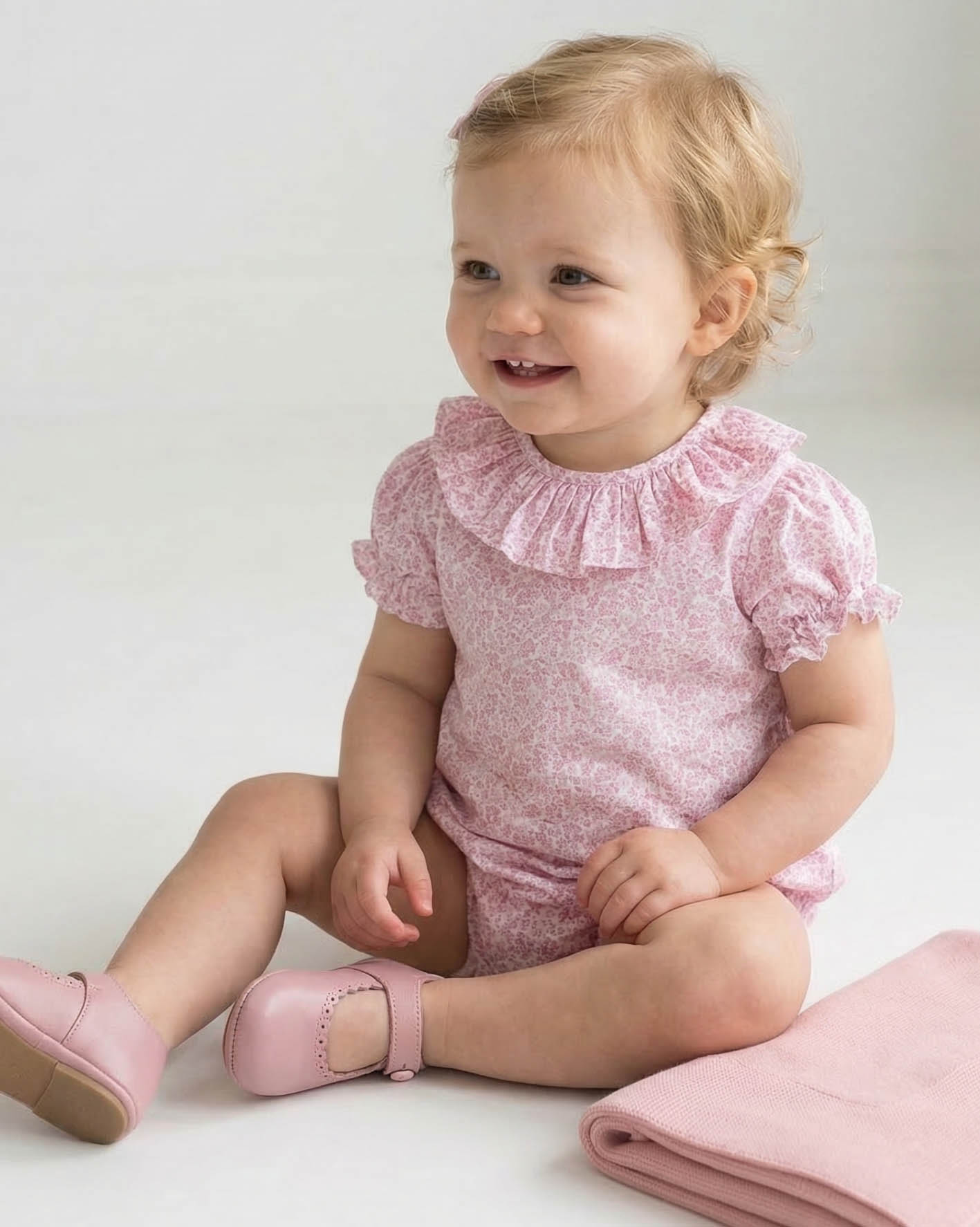 Body blusa volante trébol rosa