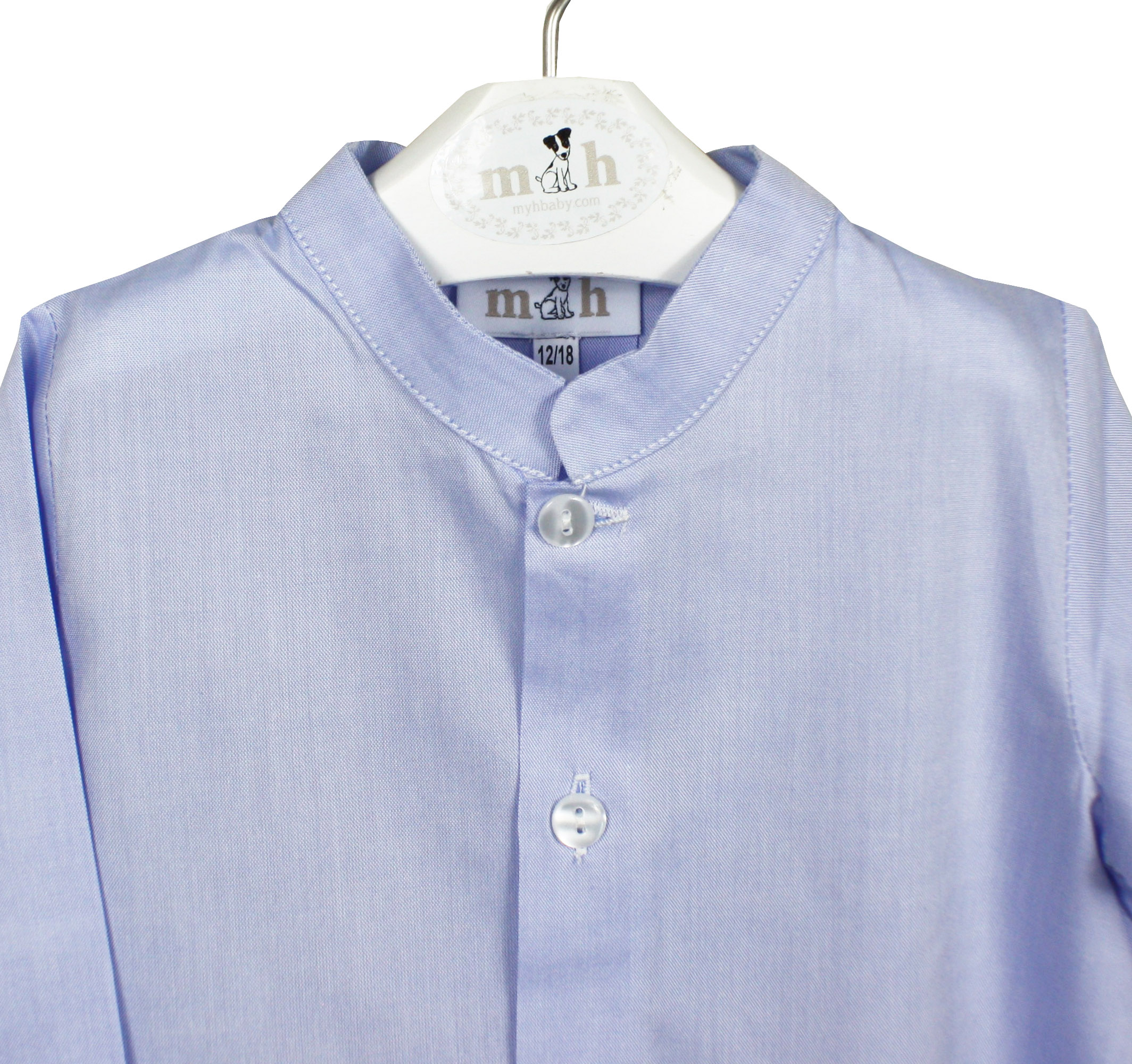 Camisa cuello mao azul