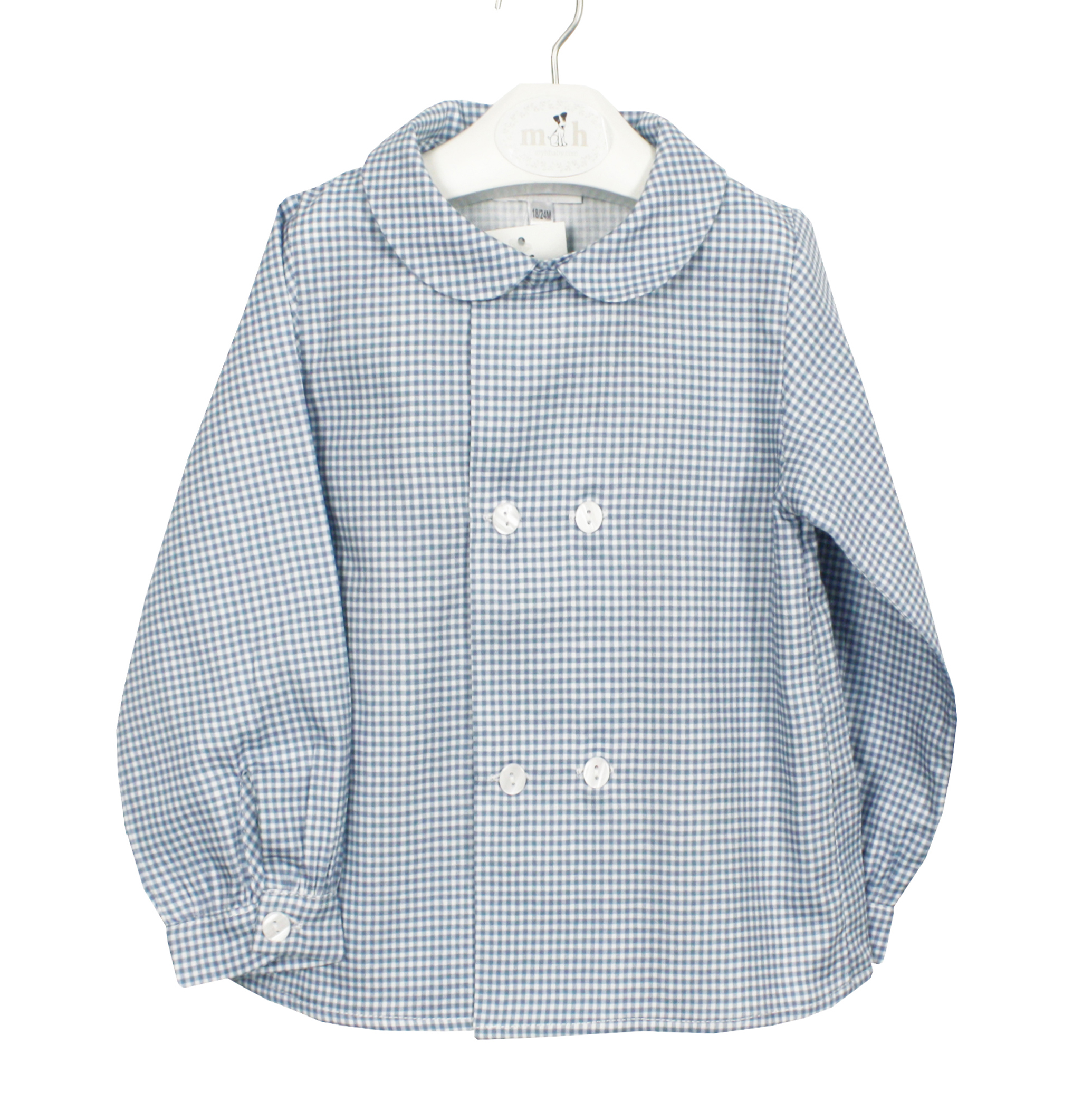 Camisa doble botonadura cuadrito azulón
