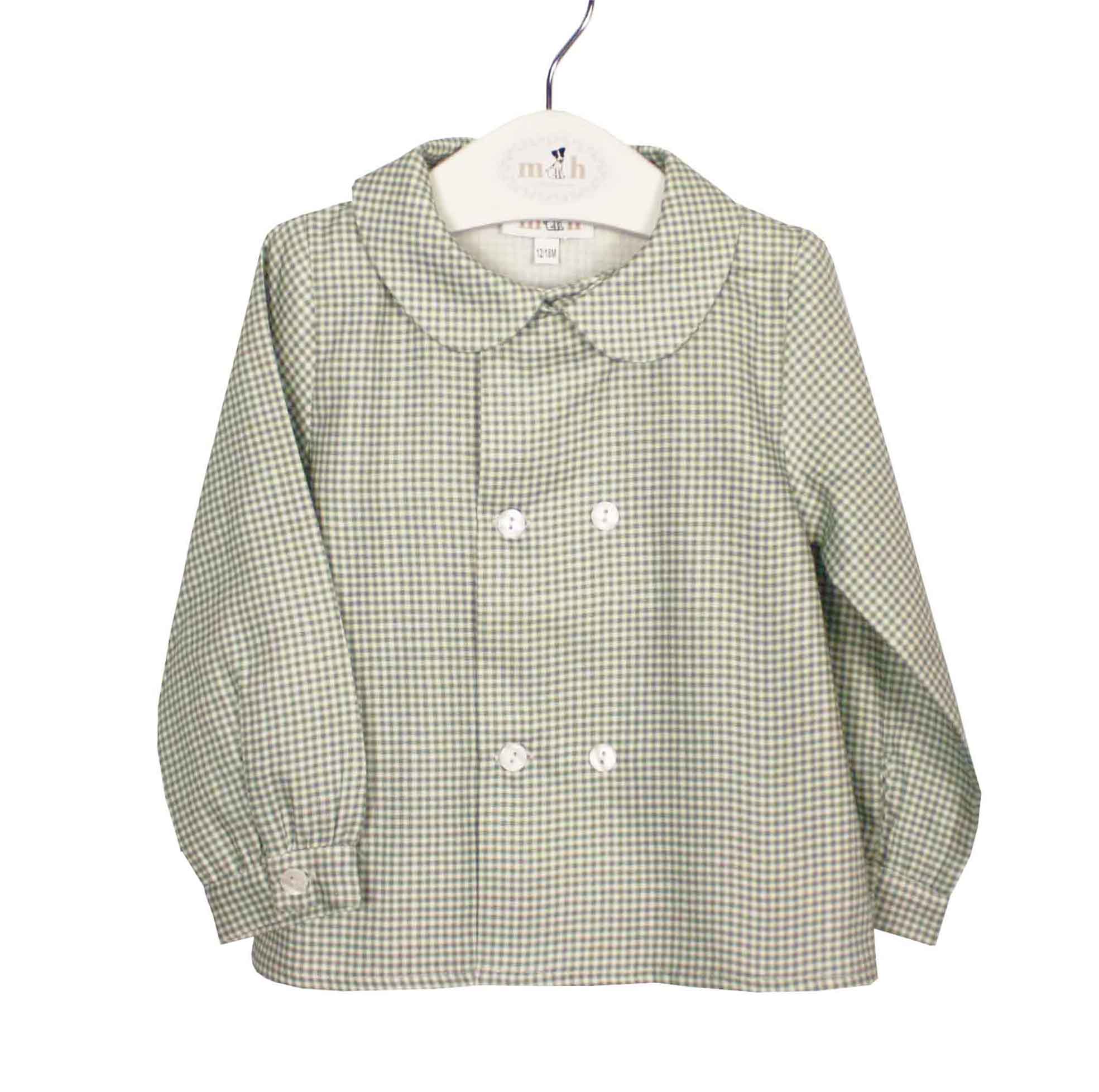 Camisa doble botonadura cuadrito verde