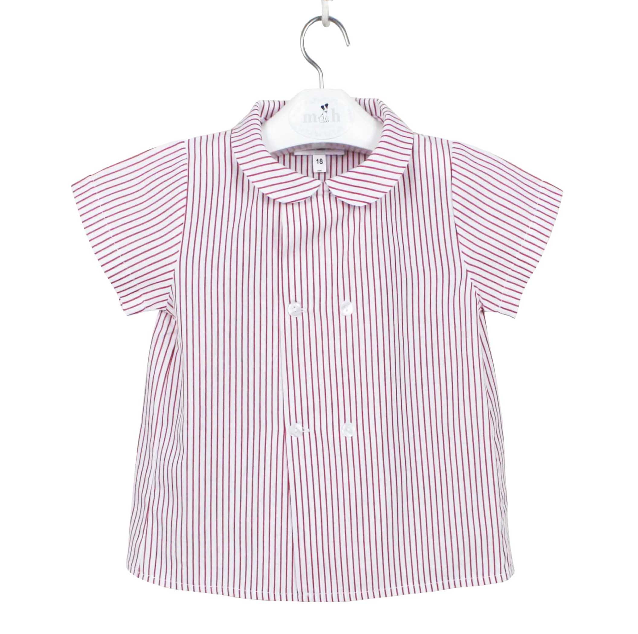 Camisa doble botonadura manga corta raya roja