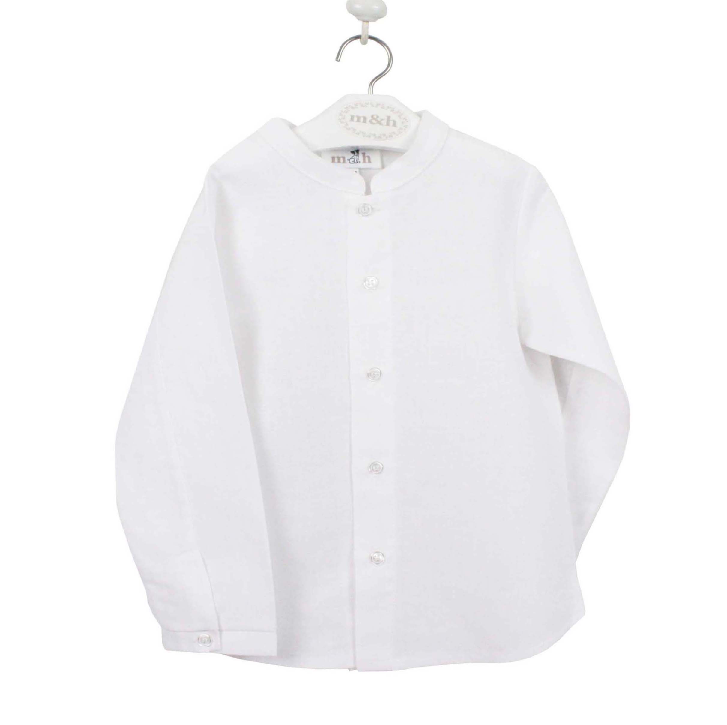 Camisa lino cuello mao manga larga blanco