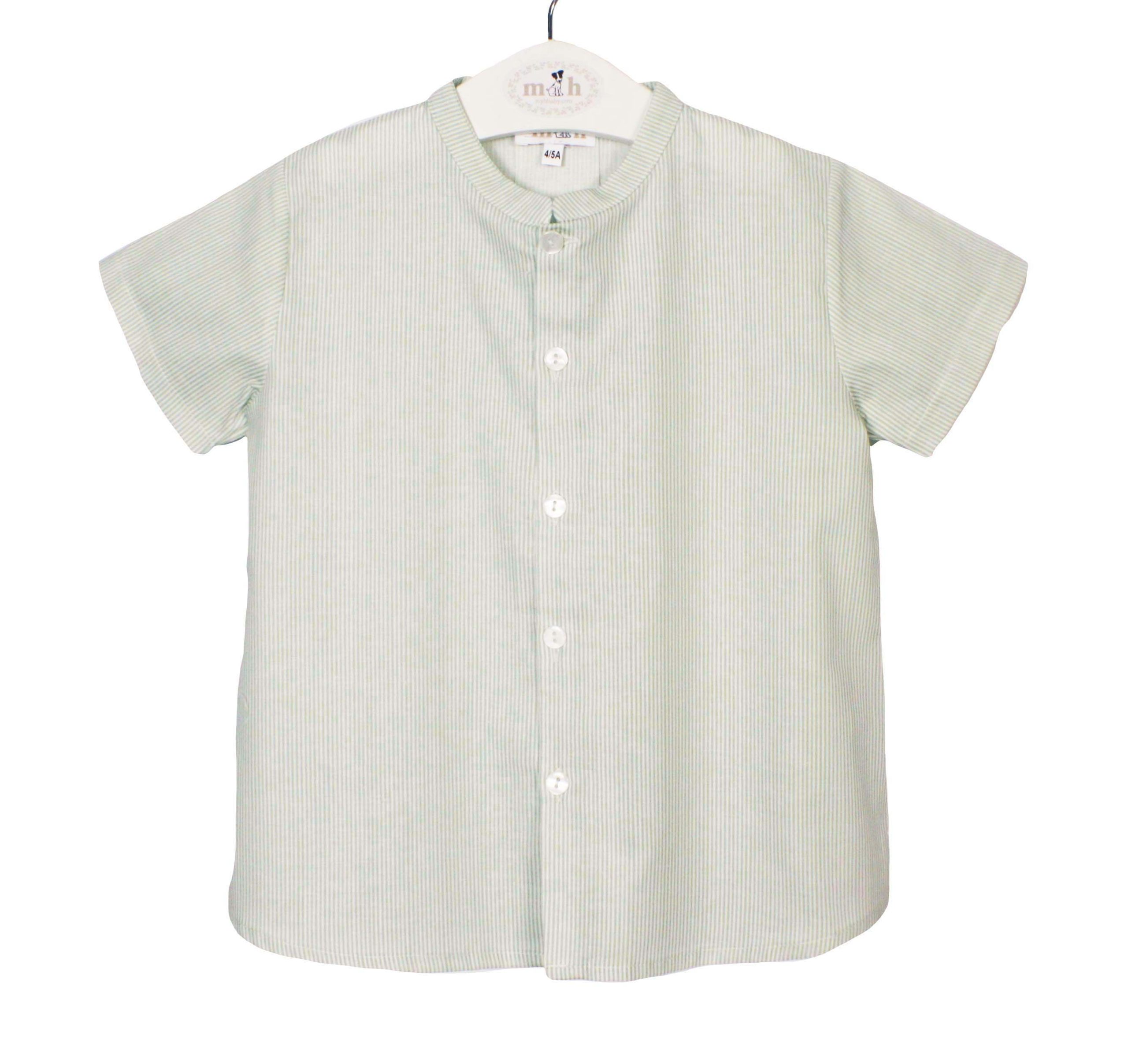 Camisa cuello mao manga corta milrayas verde
