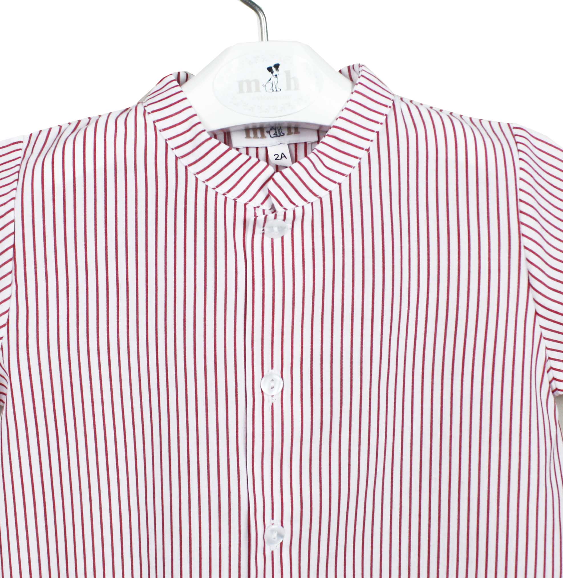 Camisa cuello mao manga corta raya roja