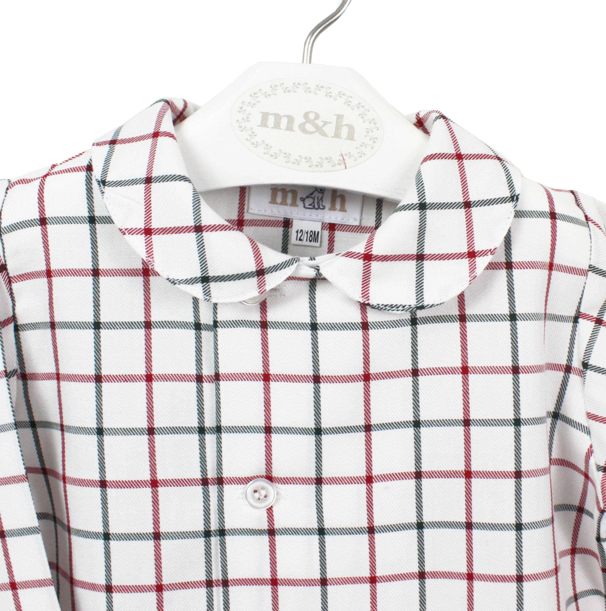 Camisa doble botonadura cuadro rojo y verde