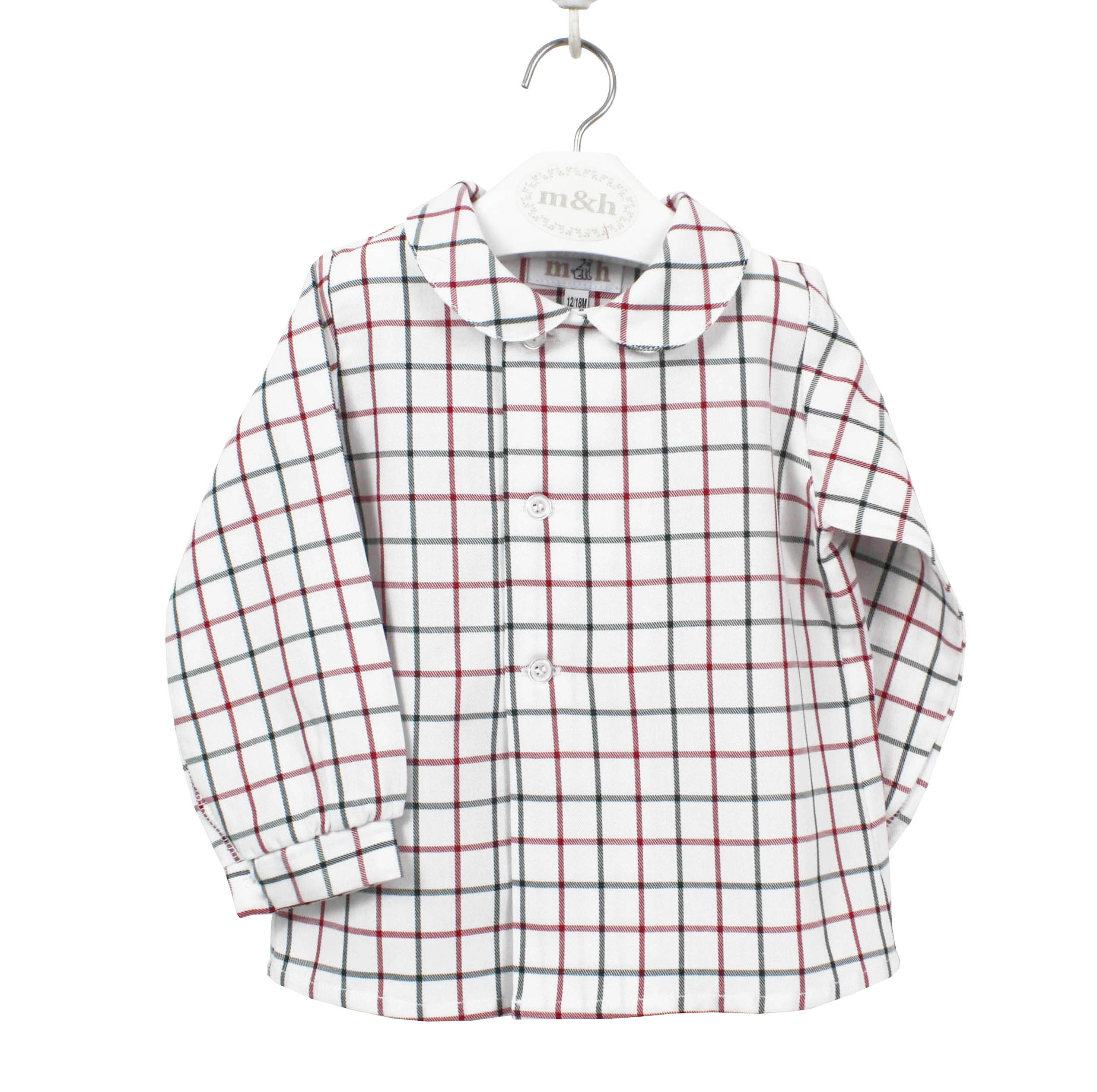 Camisa doble botonadura cuadro rojo y verde