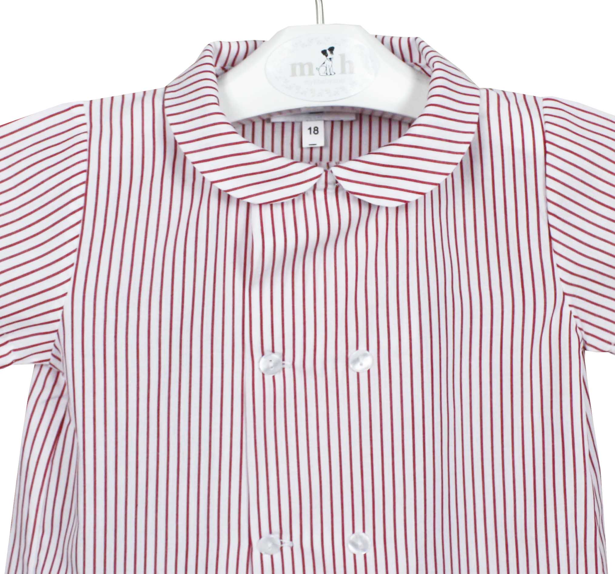 Camisa doble botonadura manga corta raya roja