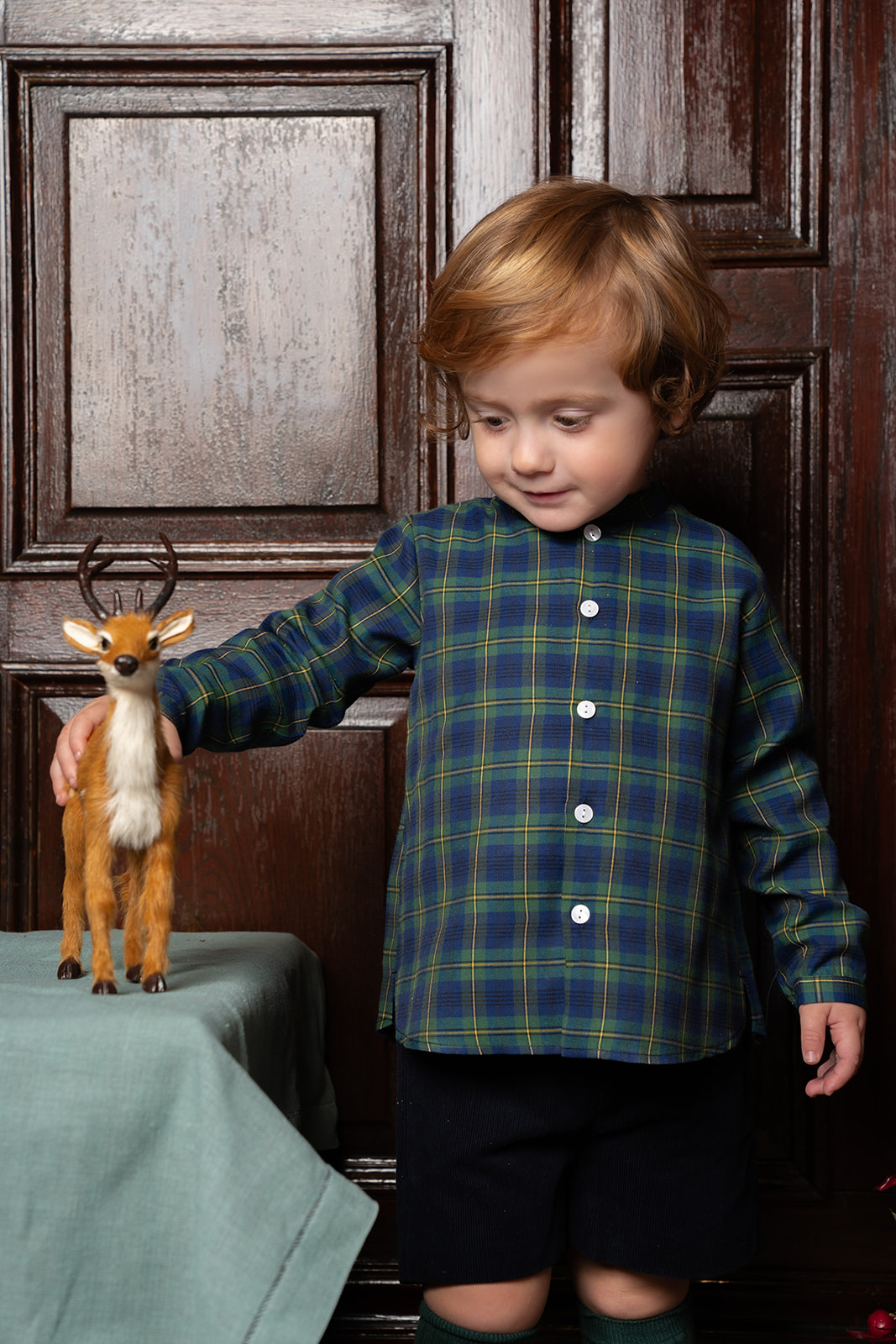 Camisa mao tartan verde y marino