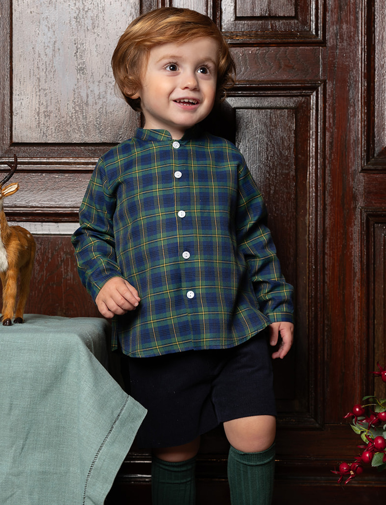 Camisa mao tartan verde y marino