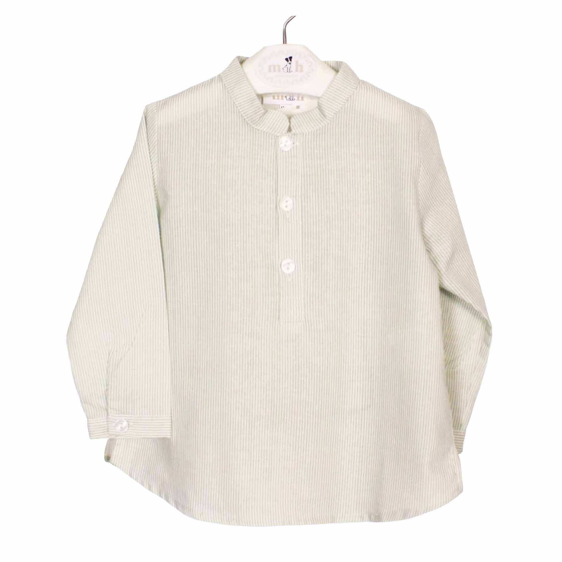 Camisa cuello mao 3 botones manga larga milrayas verde
