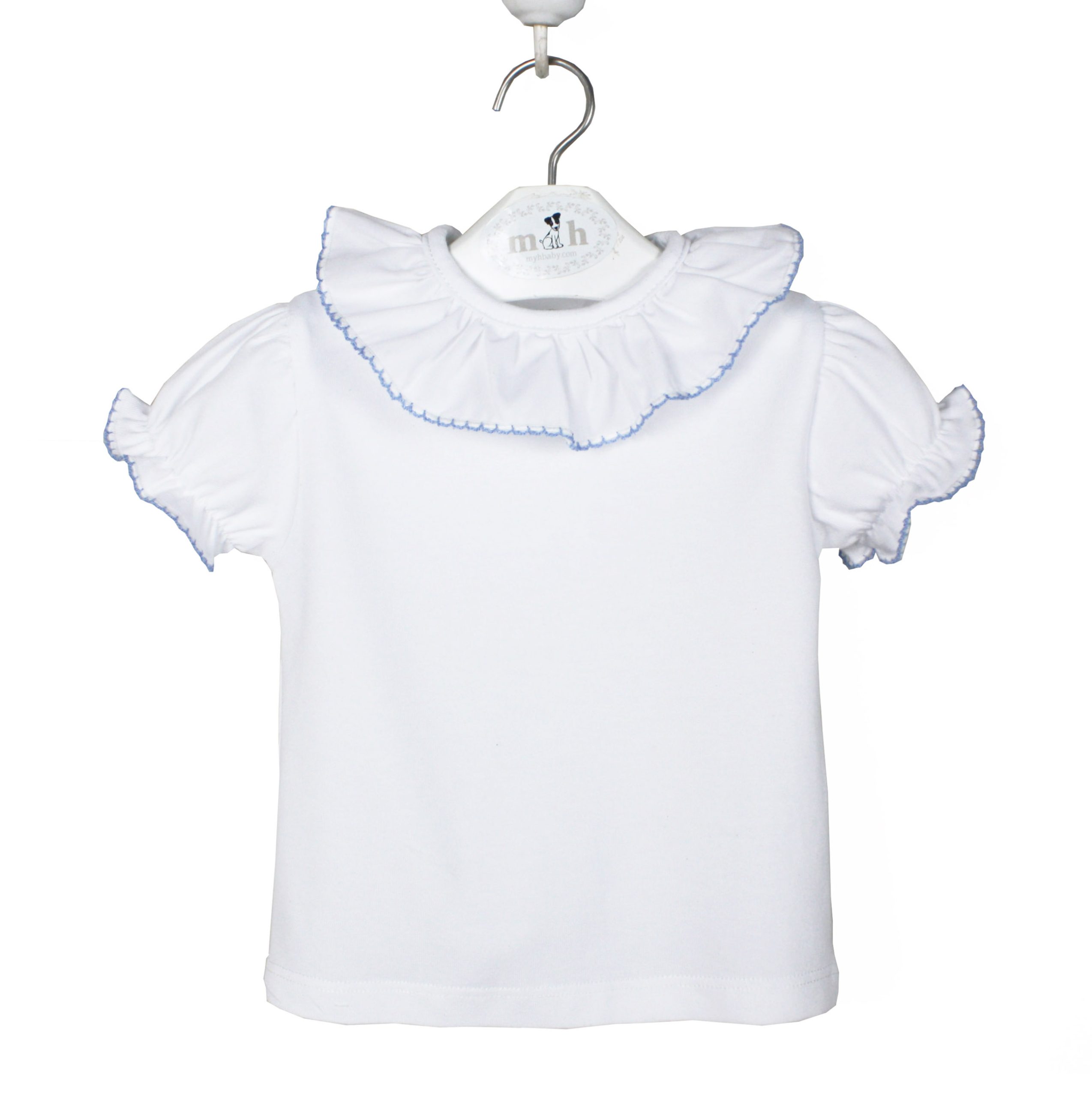 Camiseta manga corta rematada en azul