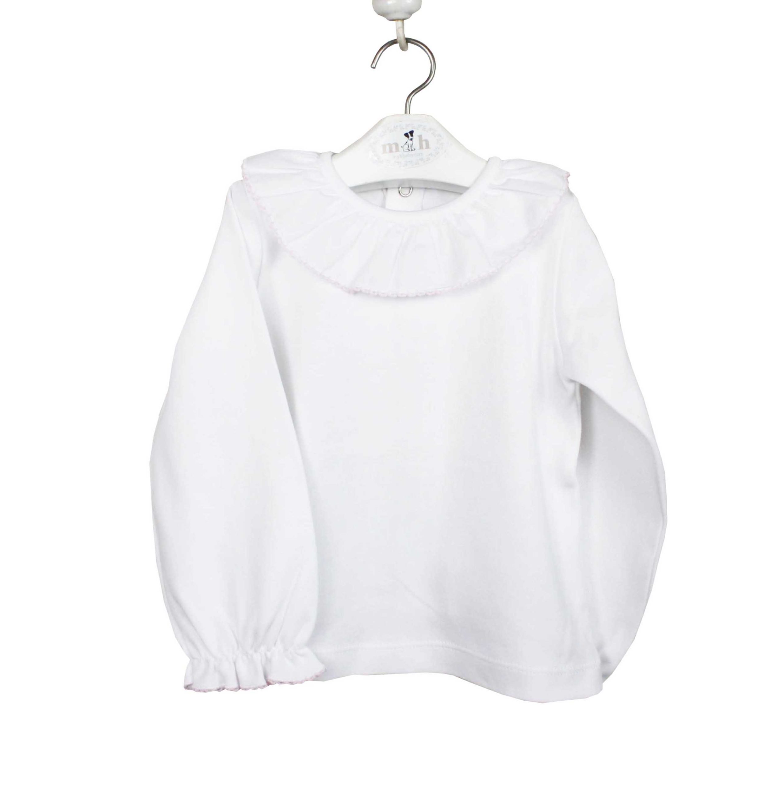 Camiseta rematada en rosa manga larga