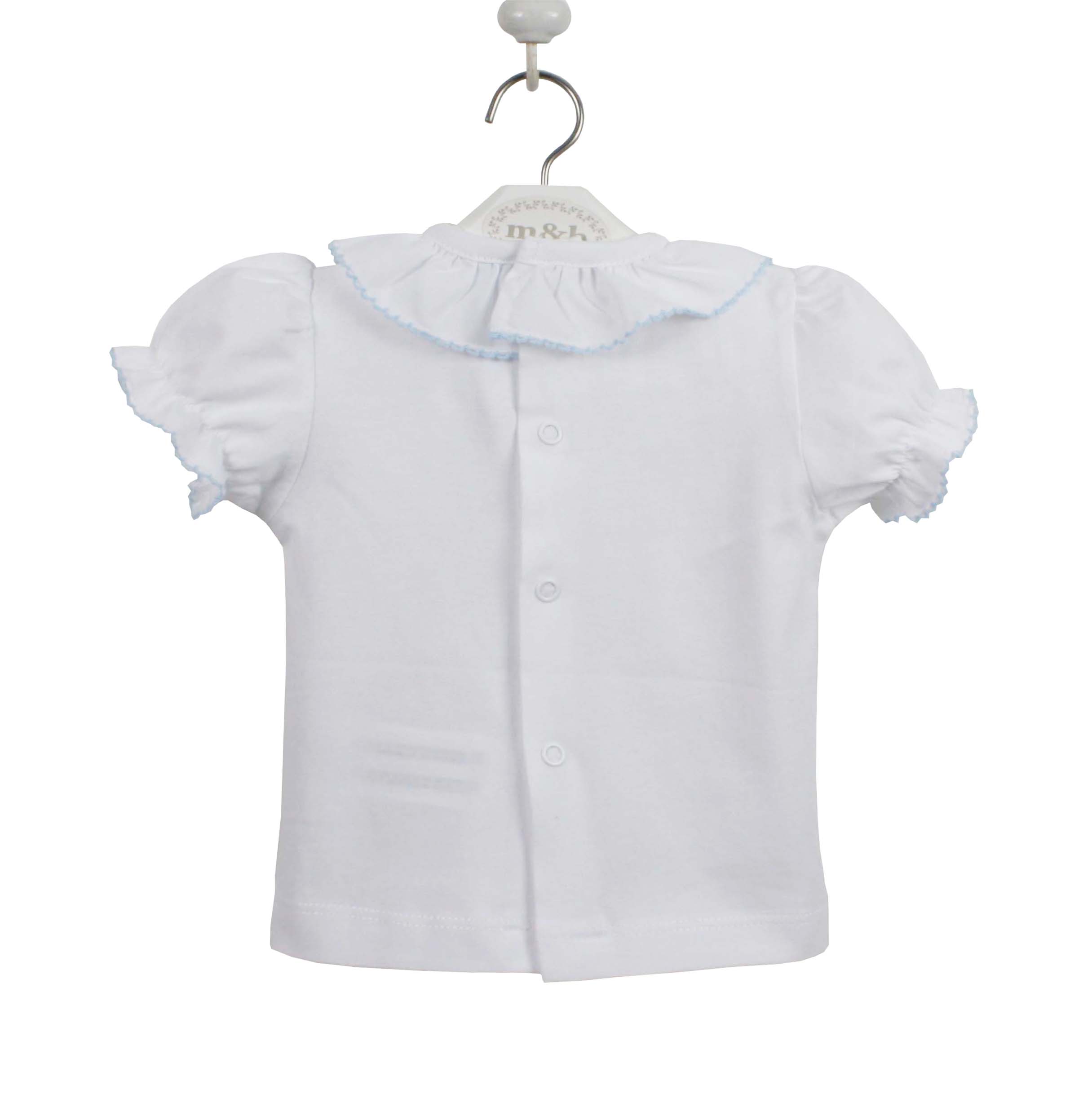 Camiseta manga corta rematada en azul