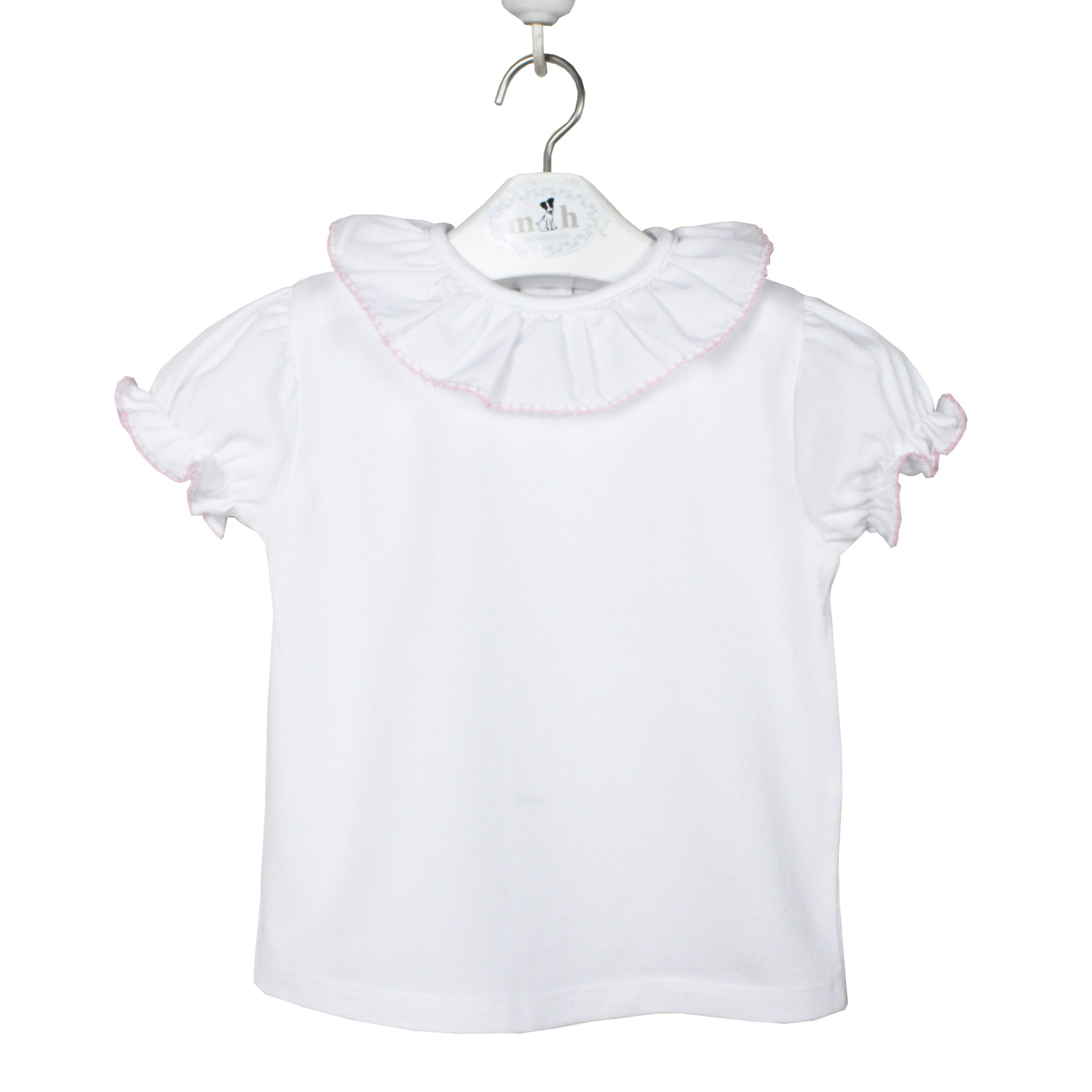 Camiseta manga corta rematada en rosa