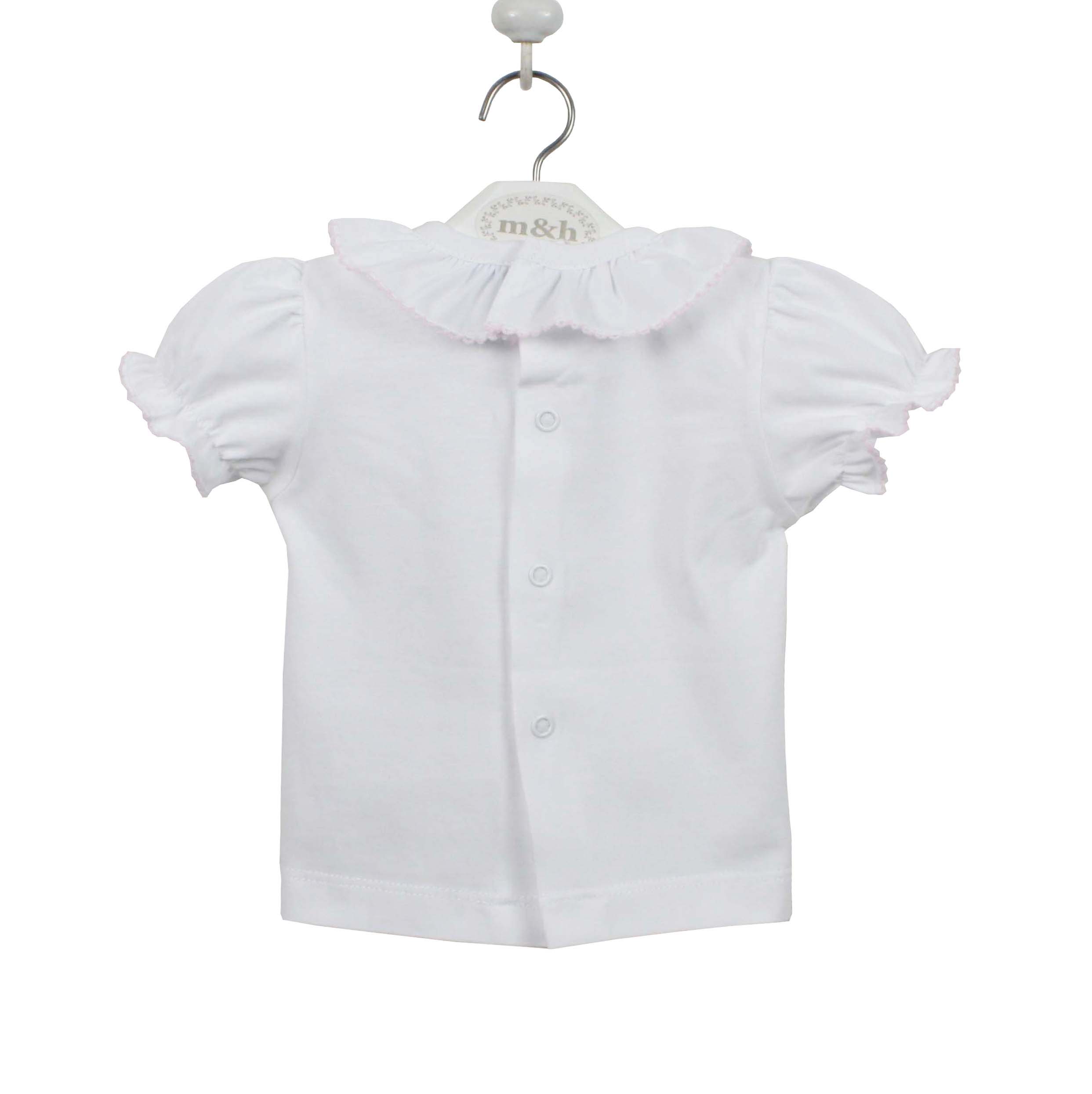Camiseta manga corta rematada en rosa