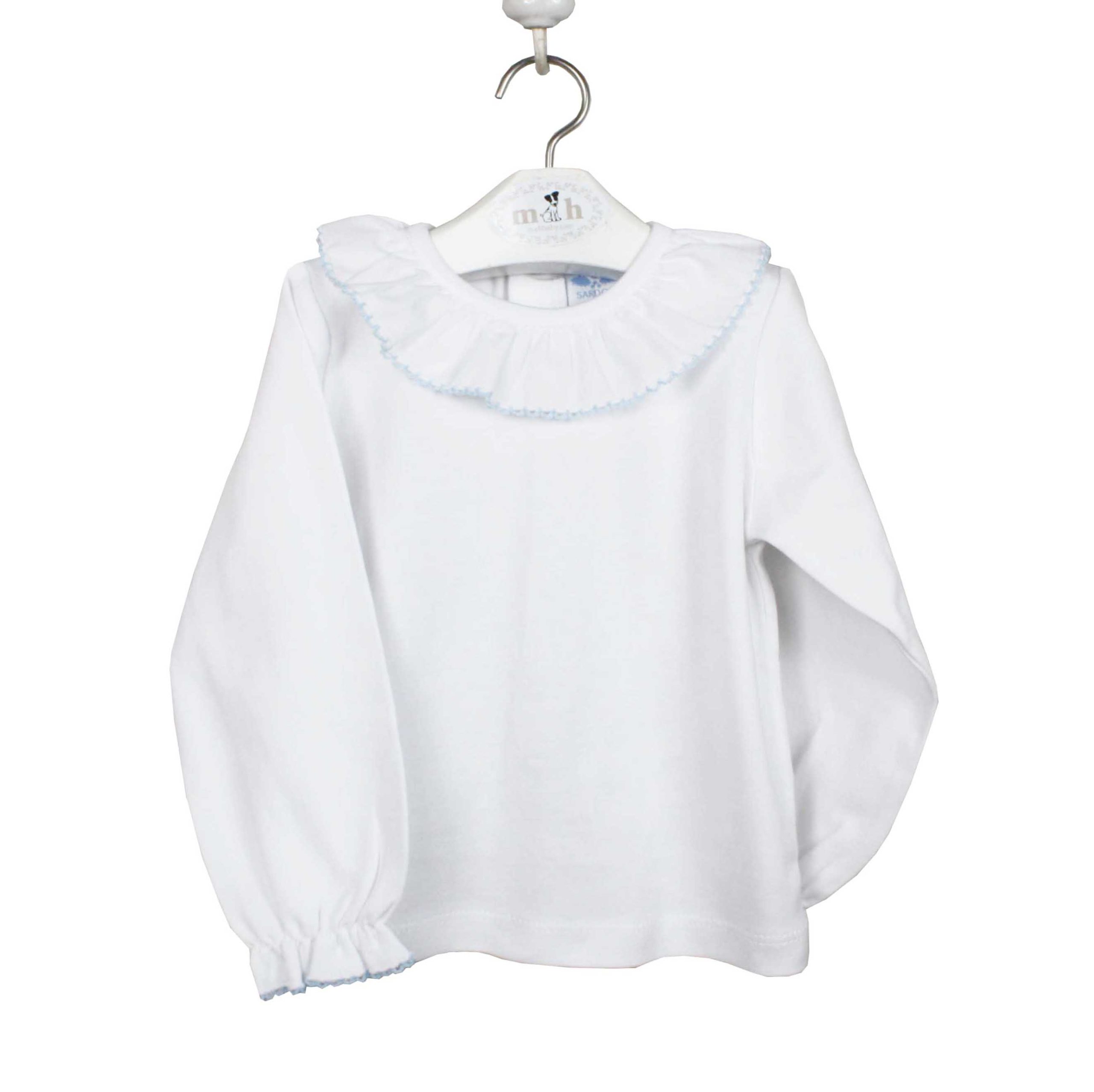 Camiseta rematada en azul manga larga