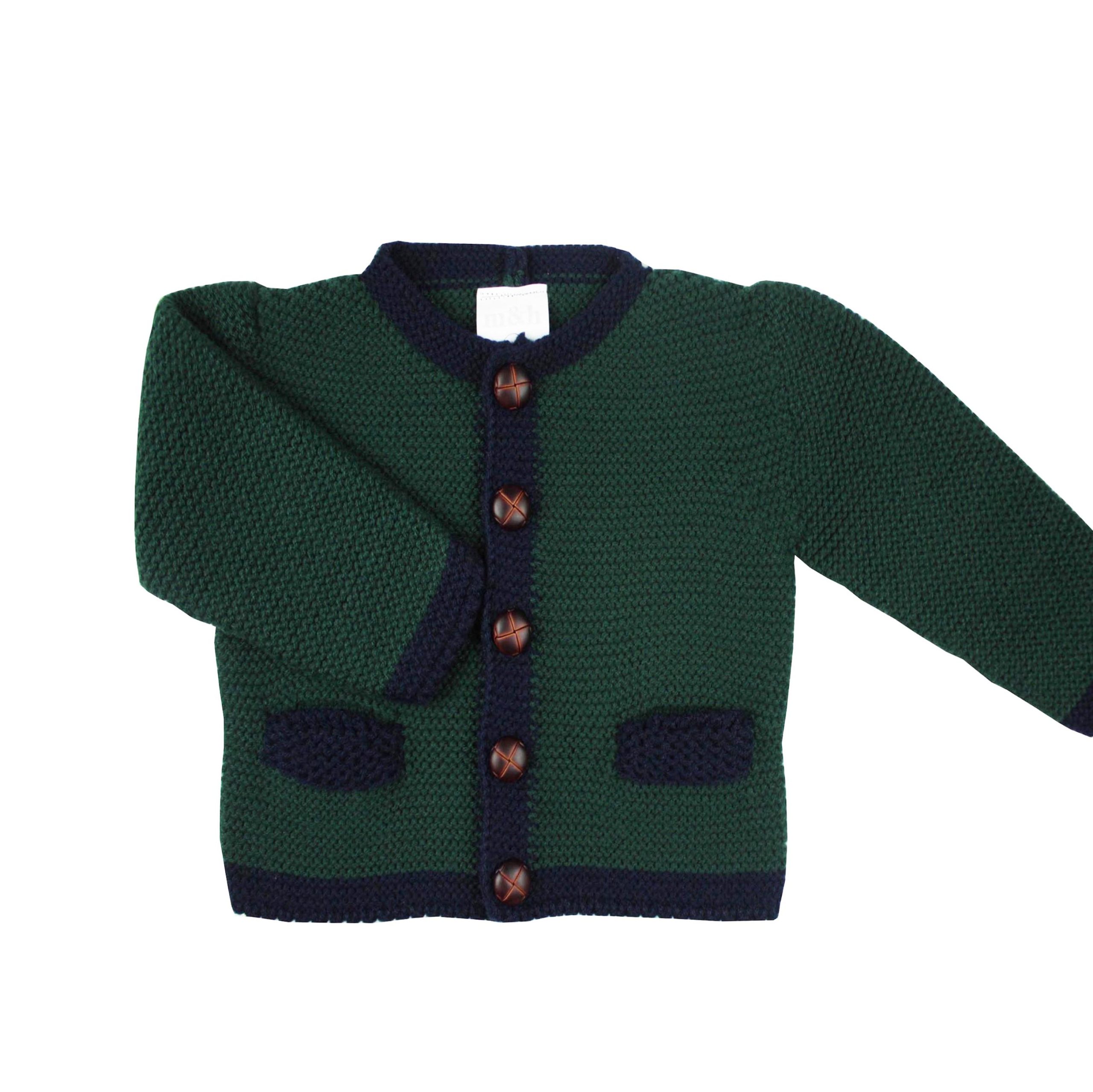 Chaqueta de punto austriaca verde y marino