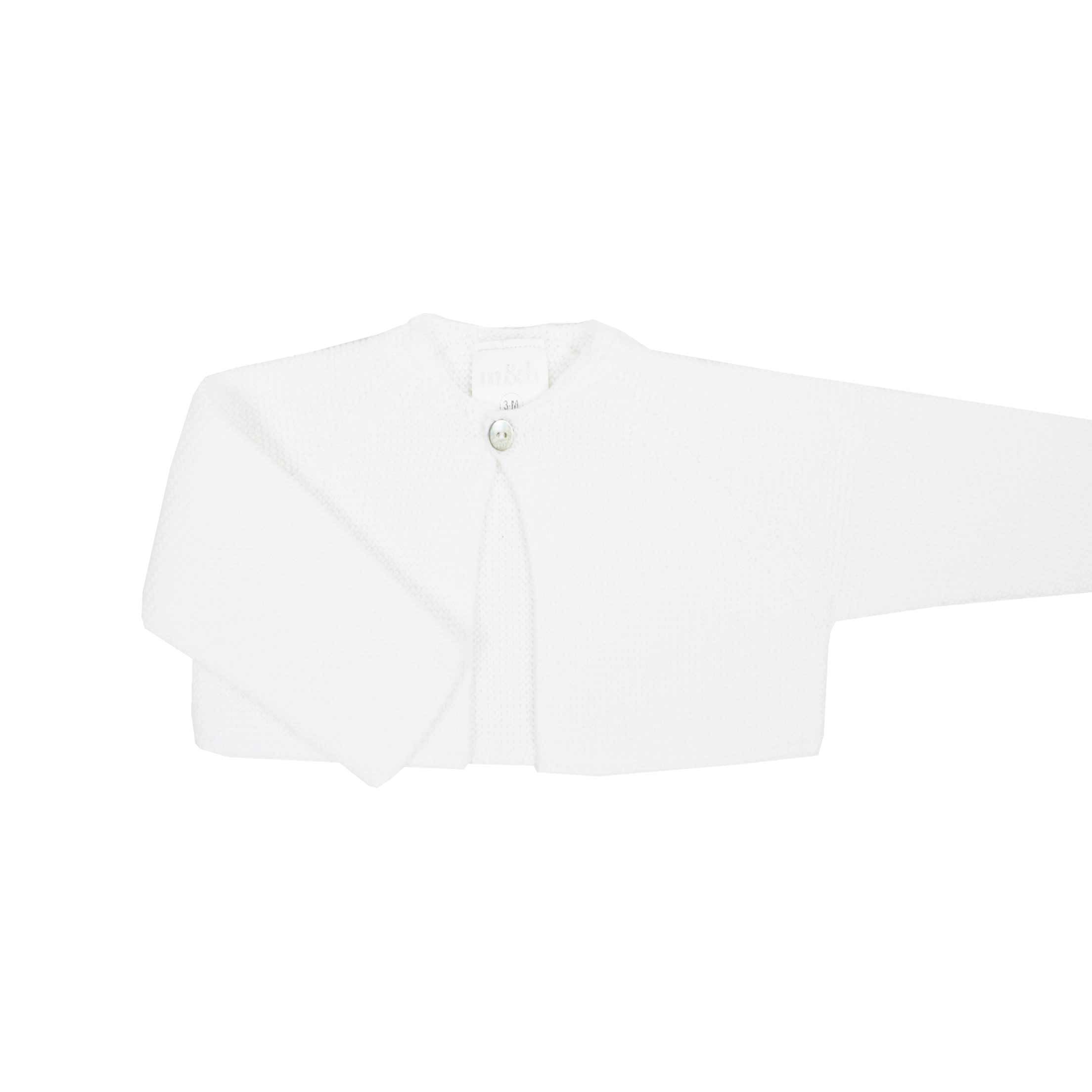 Chaqueta corta en punto perlé blanco