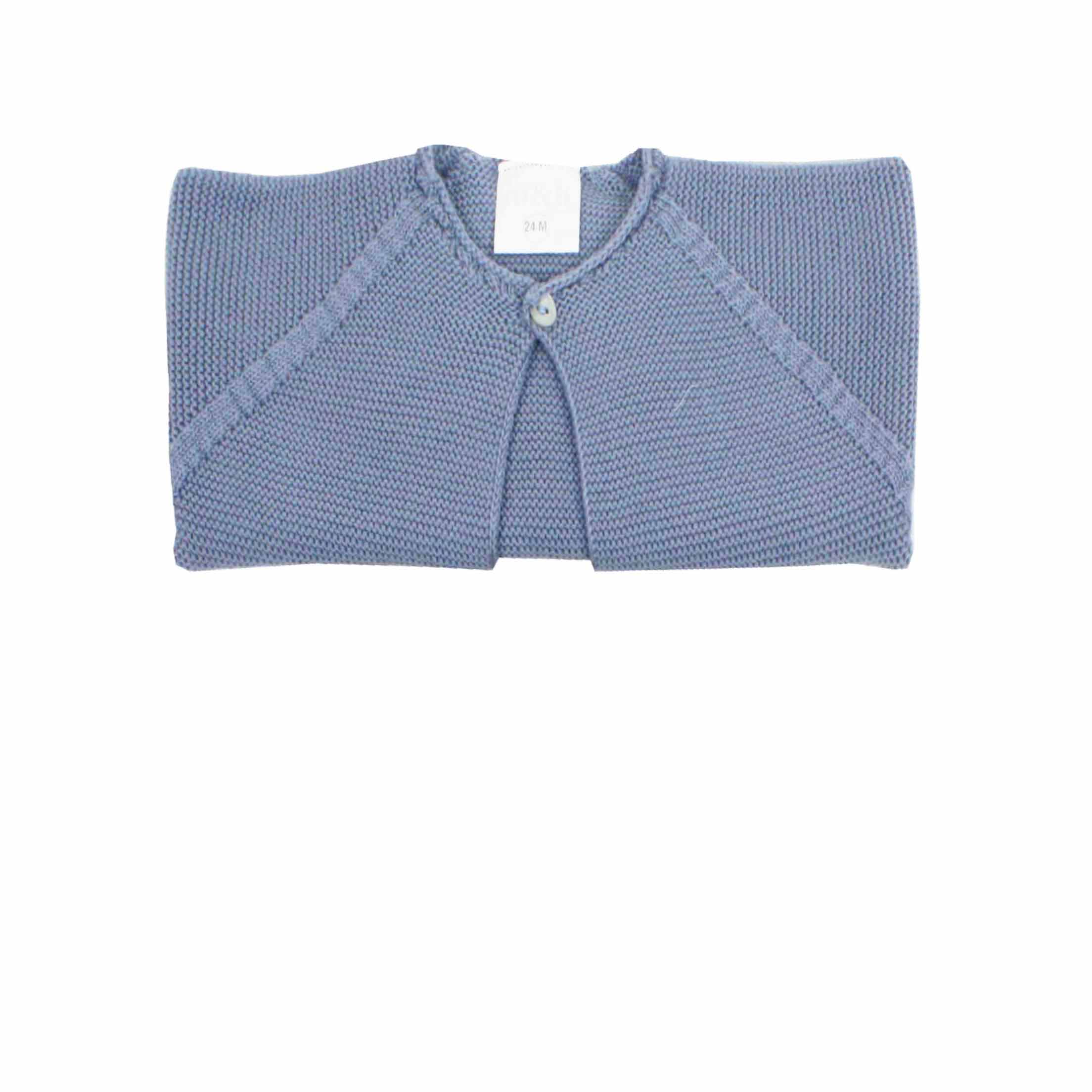 Chaqueta corta en punto perlé azulón