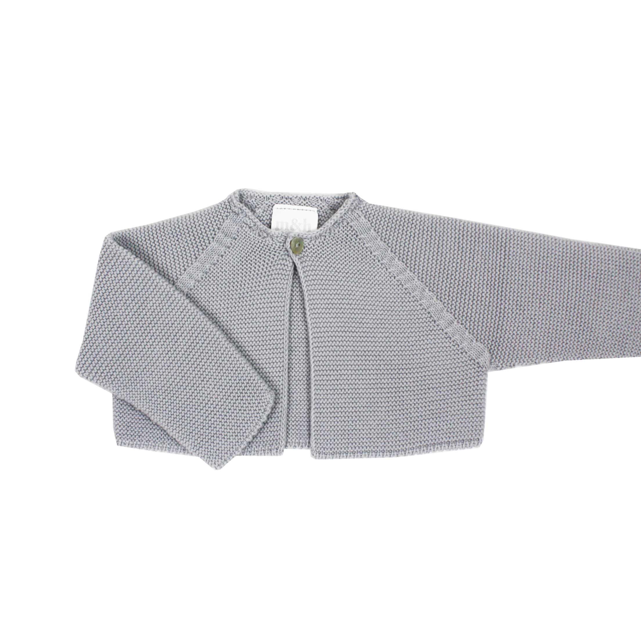 Chaqueta corta en punto perlé gris claro