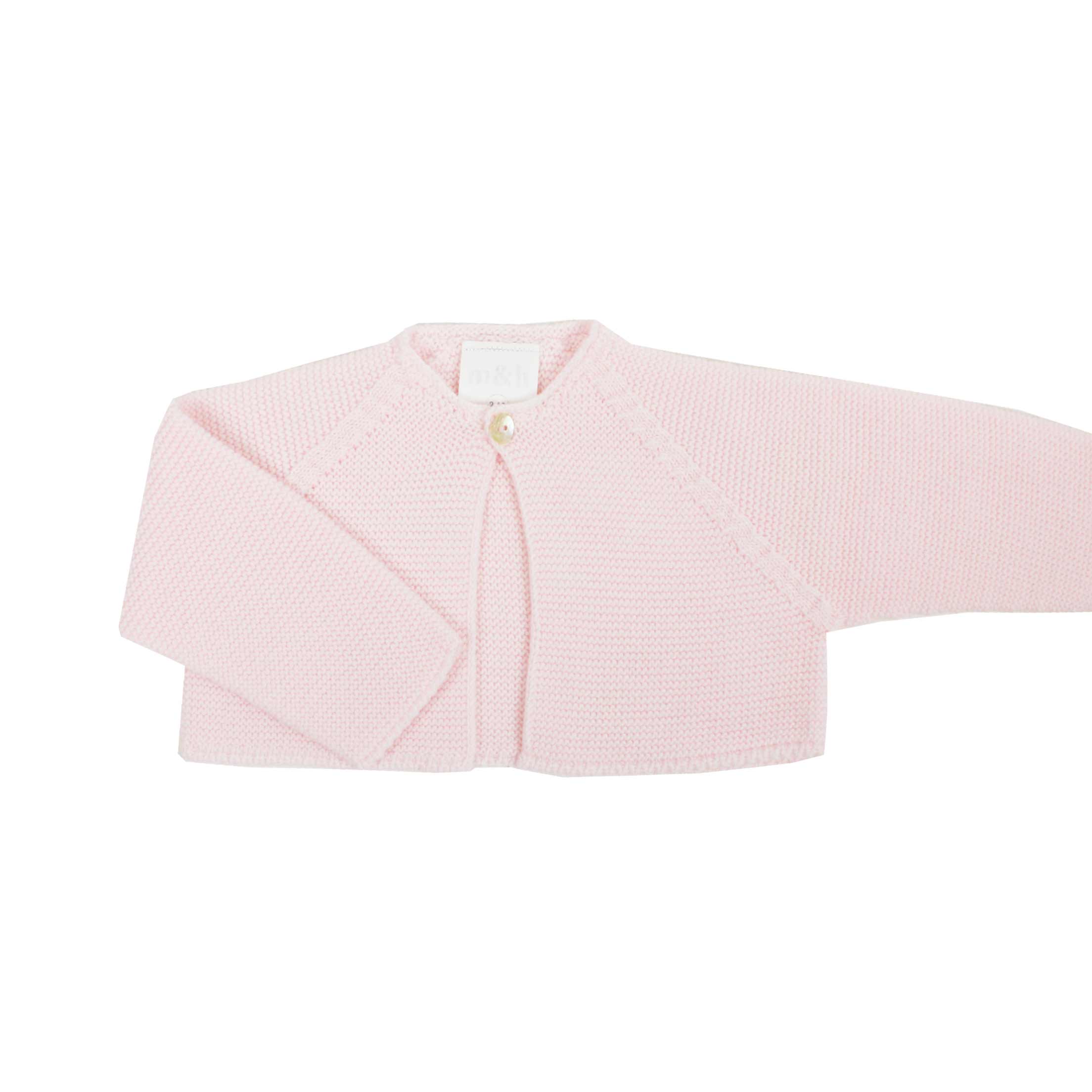 Chaqueta corta en punto perlé rosa