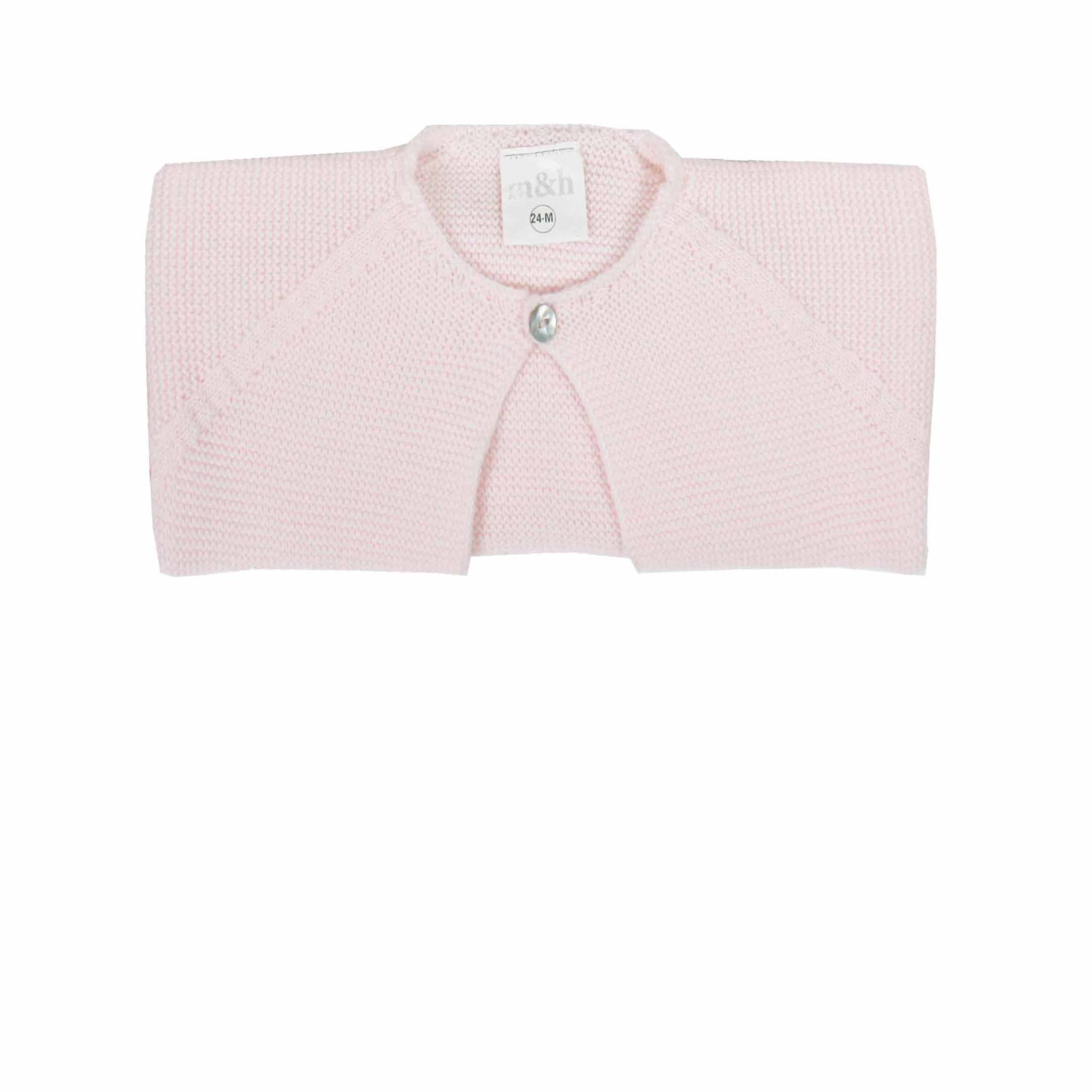 Chaqueta corta en punto perlé rosa