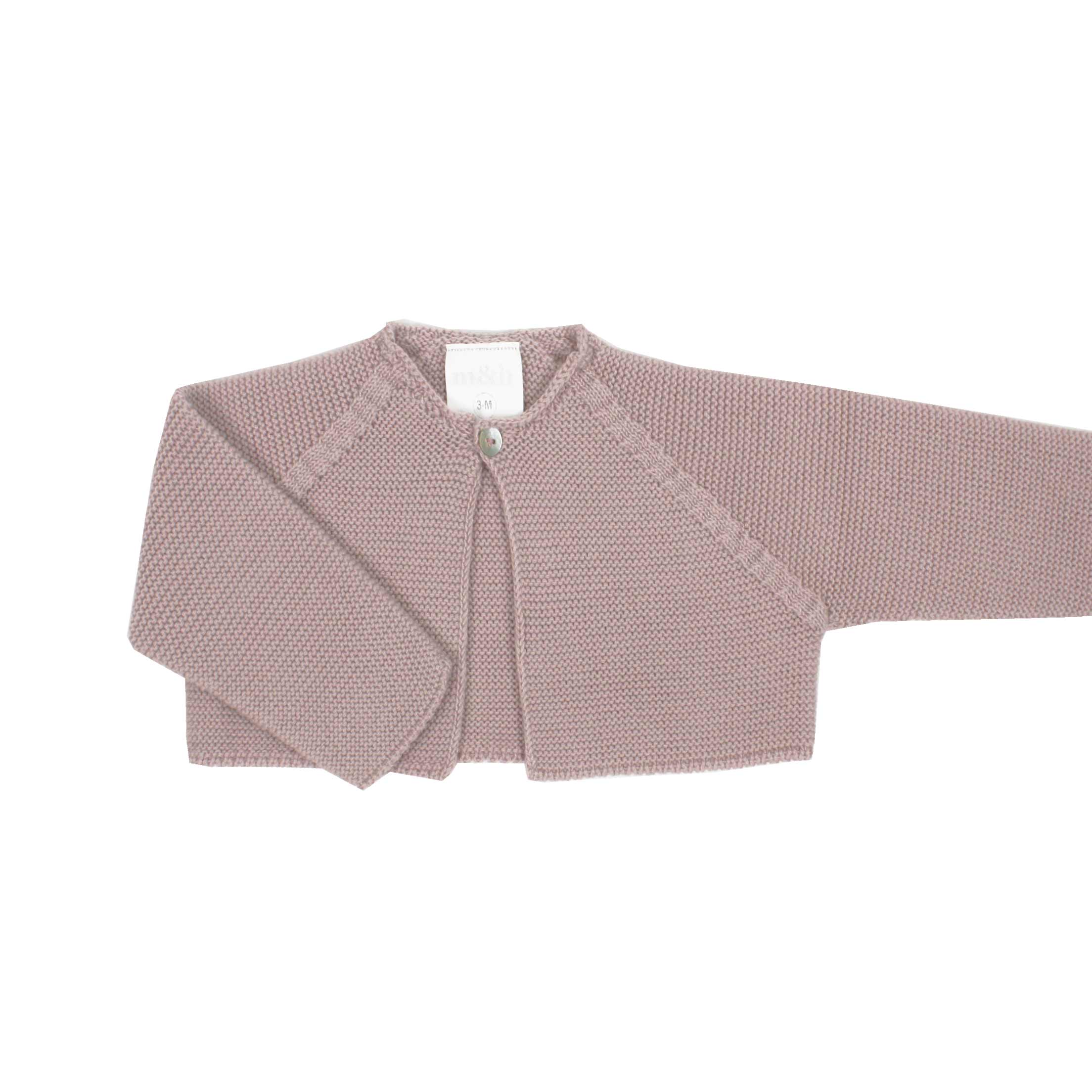 Chaqueta corta en punto perlé rosa palo