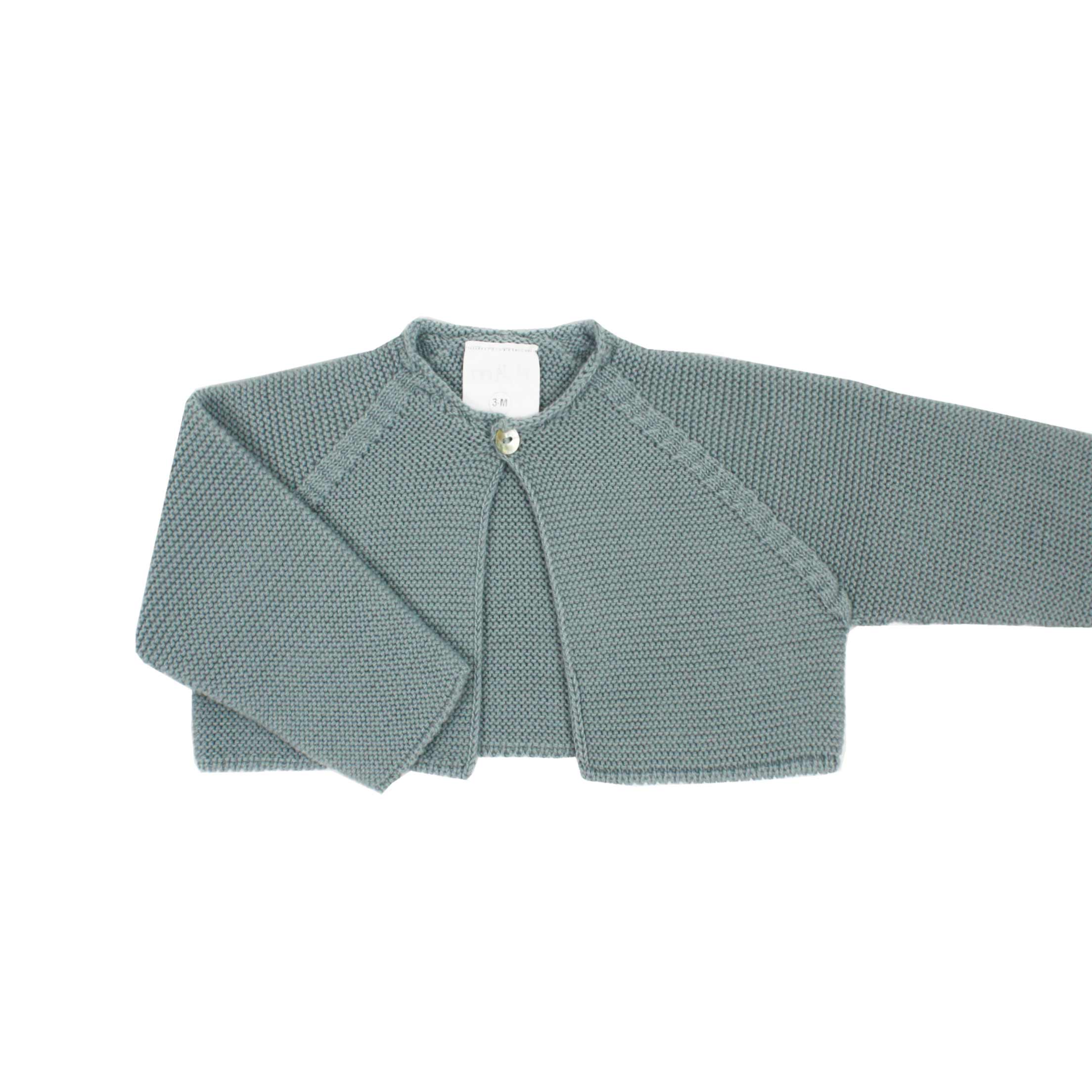 Chaqueta corta en punto perlé verde agua